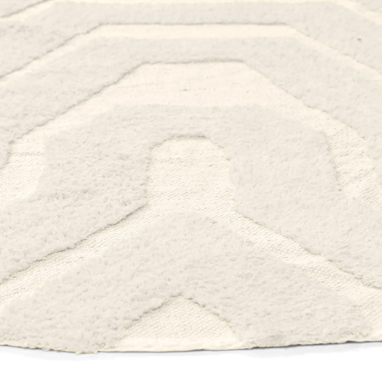 Rundt tæppe - Callista Natural Cotton Shaggy (beige)