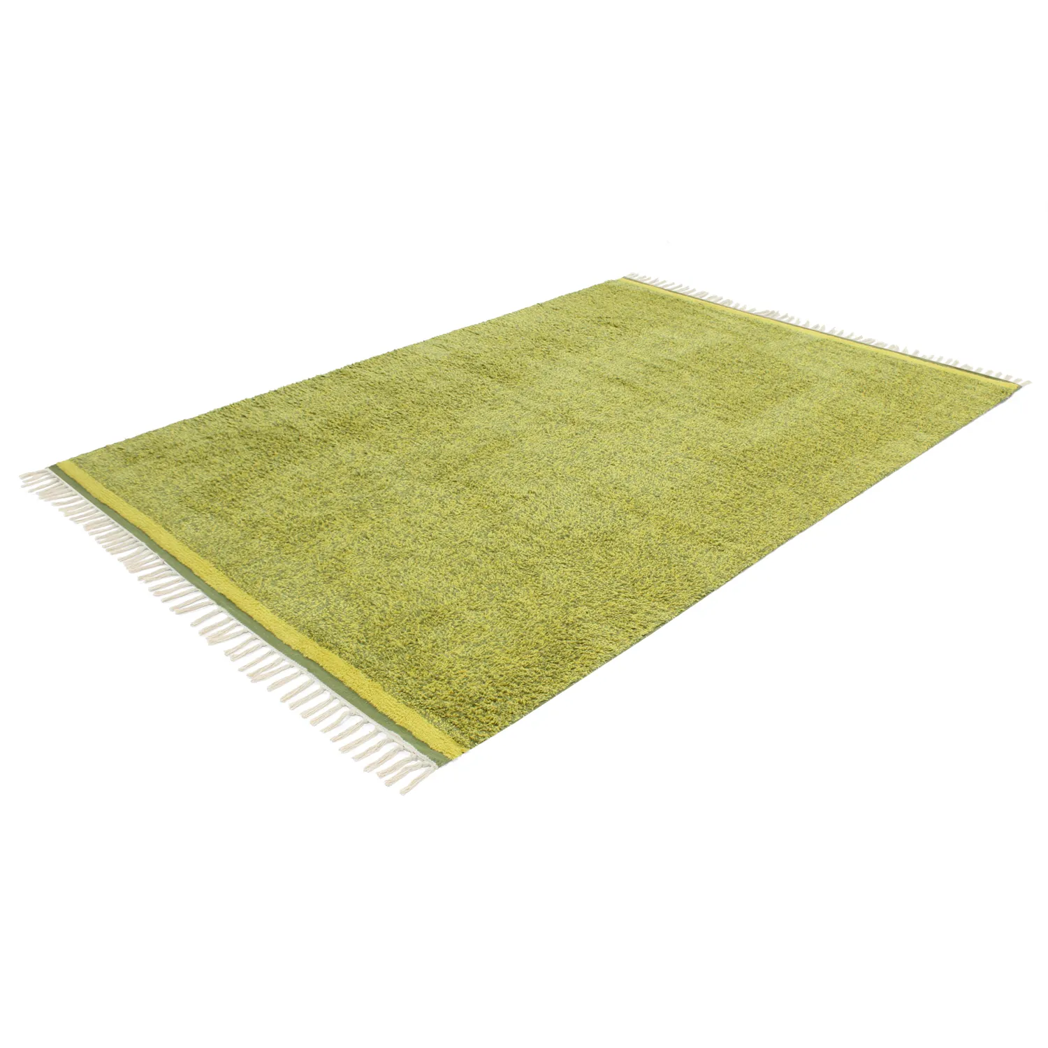 Ryatæpper - Celina Natural Cotton Shaggy (grøn/gul)