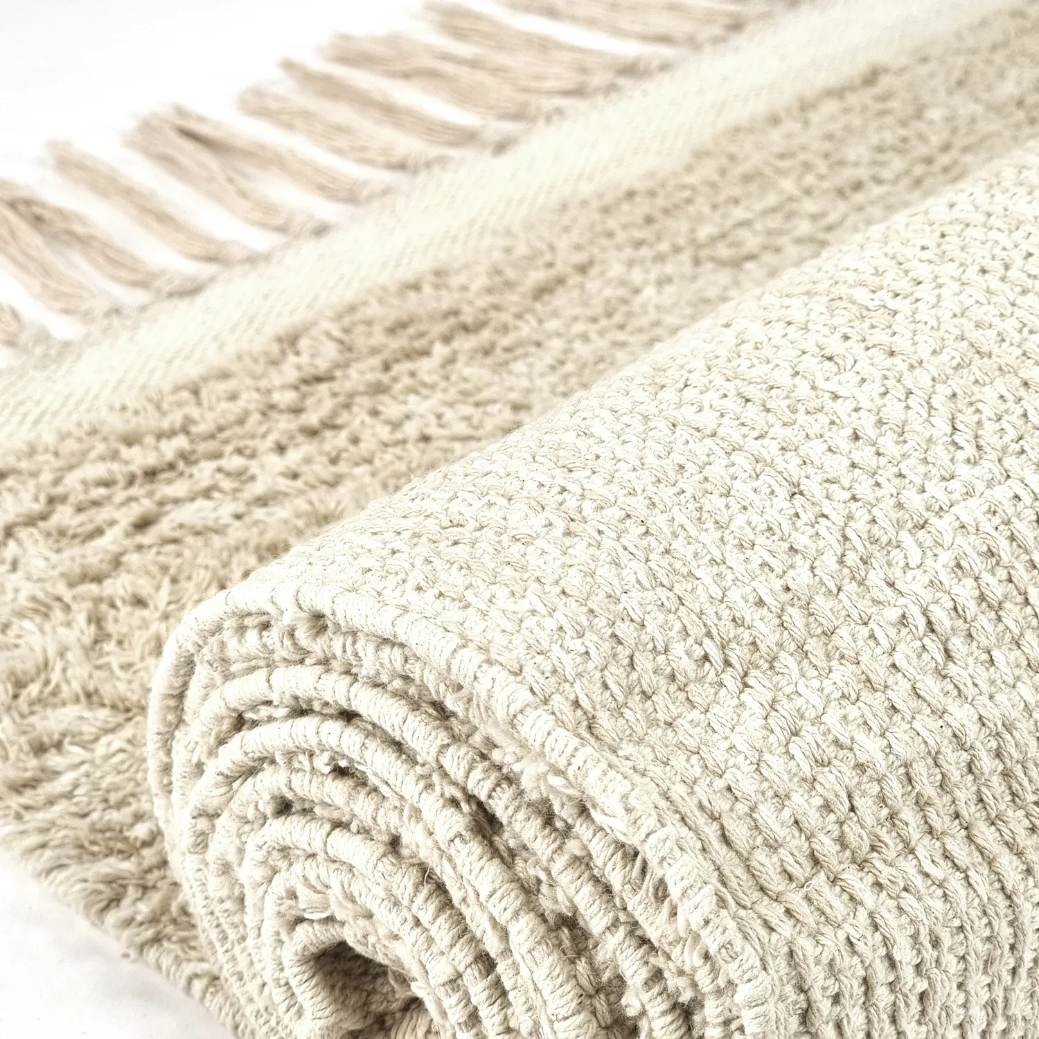 Ryatæpper - Celina Natural Cotton Shaggy (off white/beige)