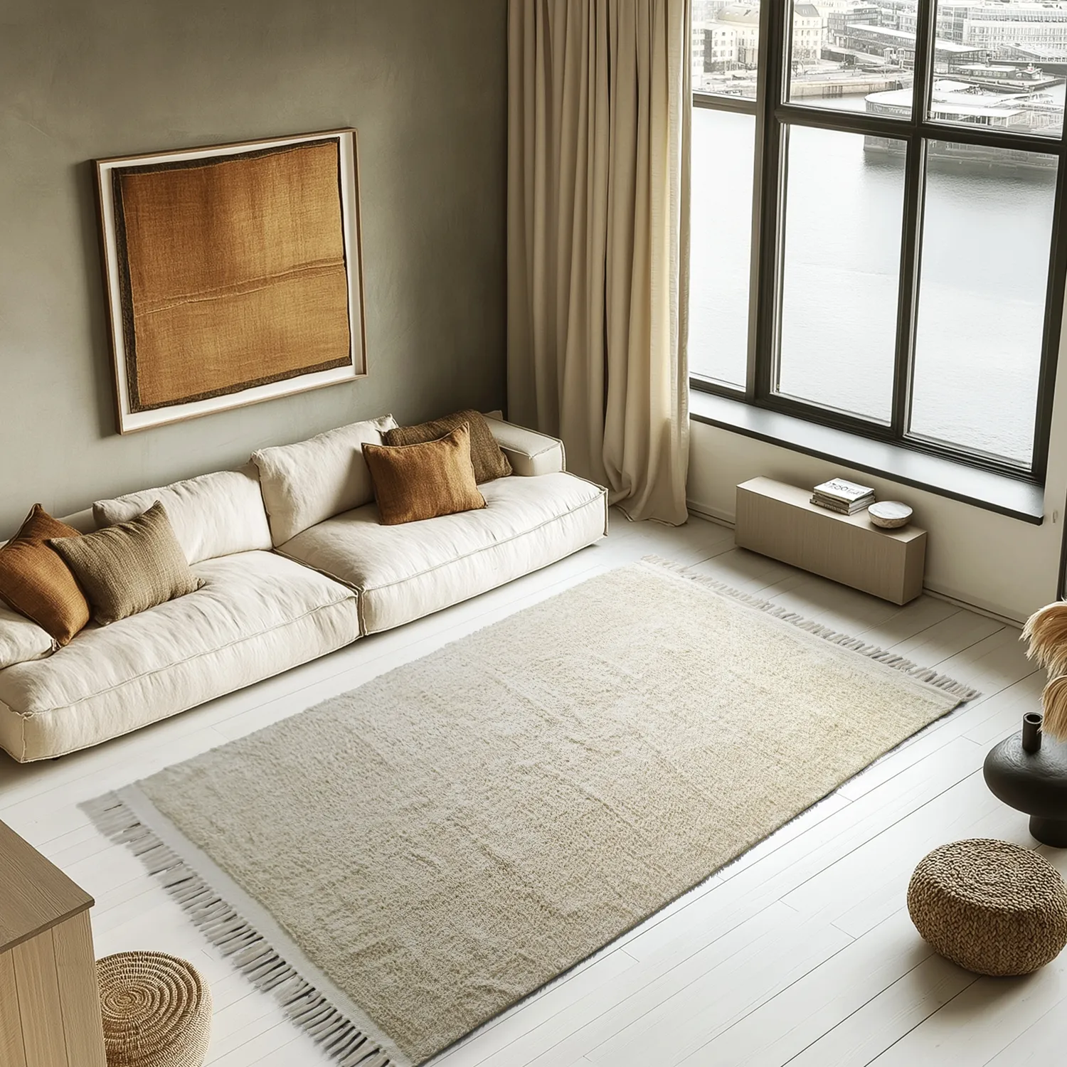 Ryatæpper - Celina Natural Cotton Shaggy (off white/beige)