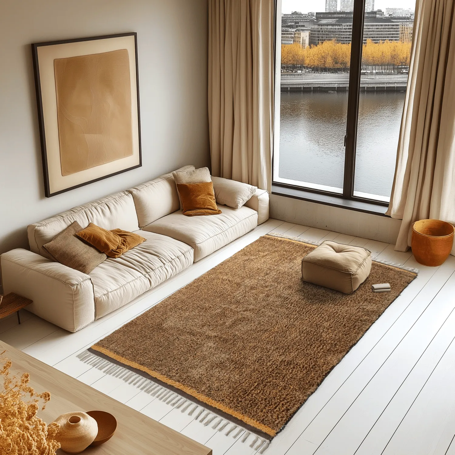 Ryatæpper - Celina Natural Cotton Shaggy (brun/orange)