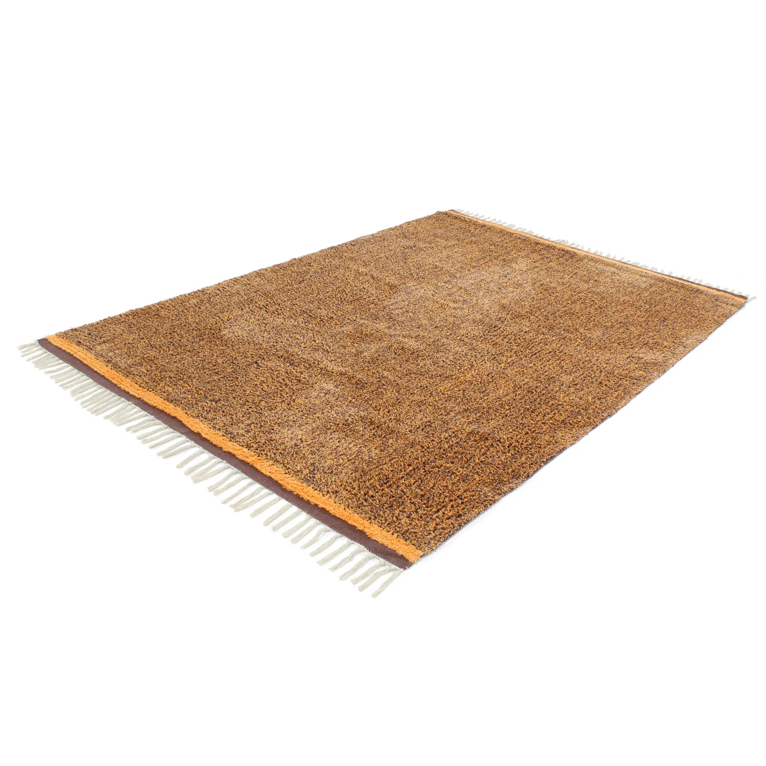 Ryatæpper - Celina Natural Cotton Shaggy (brun/orange)