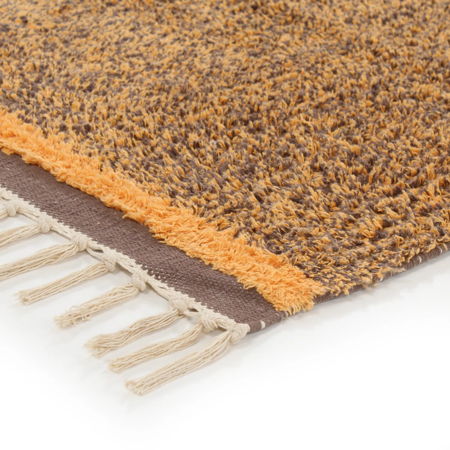 Ryatæpper - Celina Natural Cotton Shaggy (brun/orange)