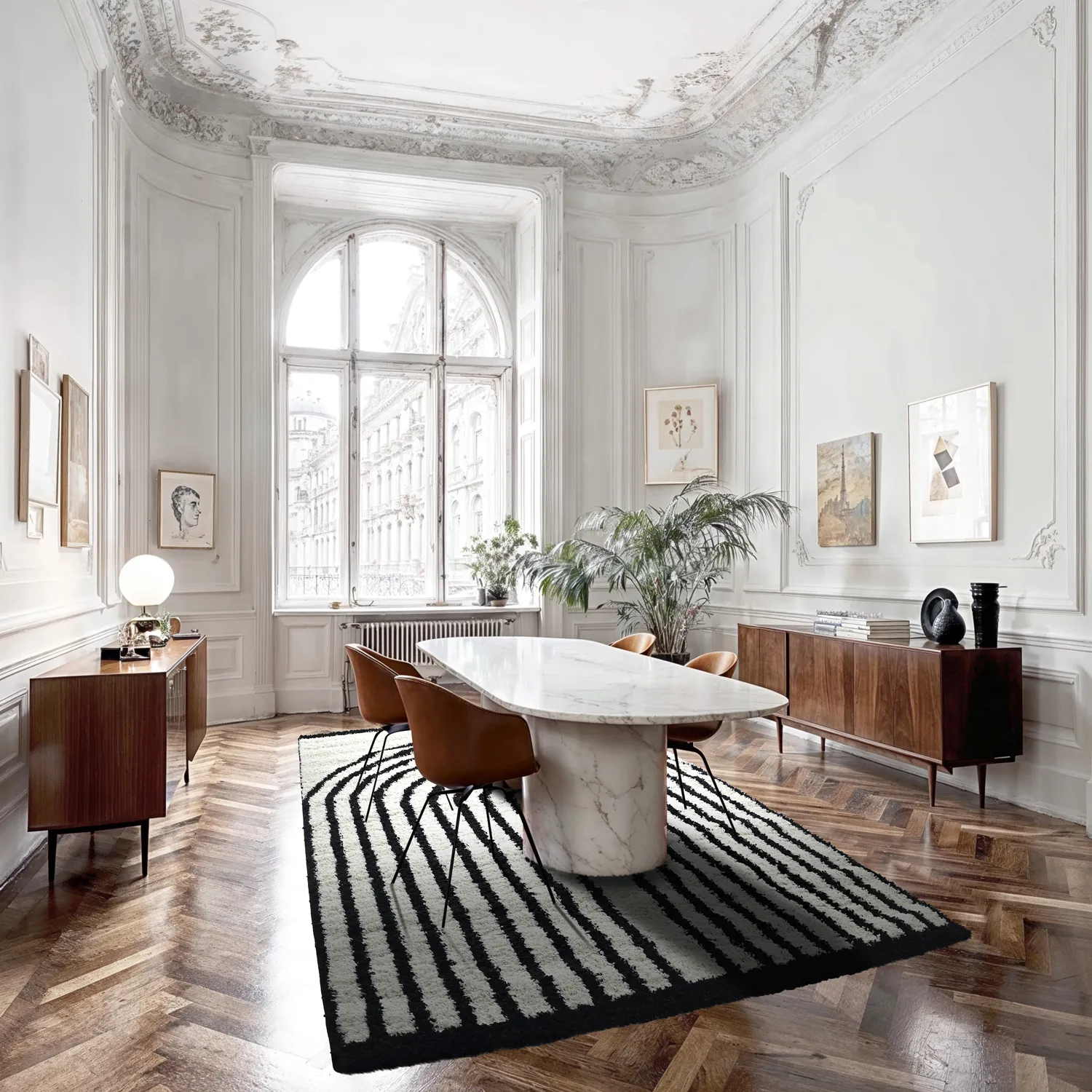 Ryatæpper - Cluny (hvid/sort)