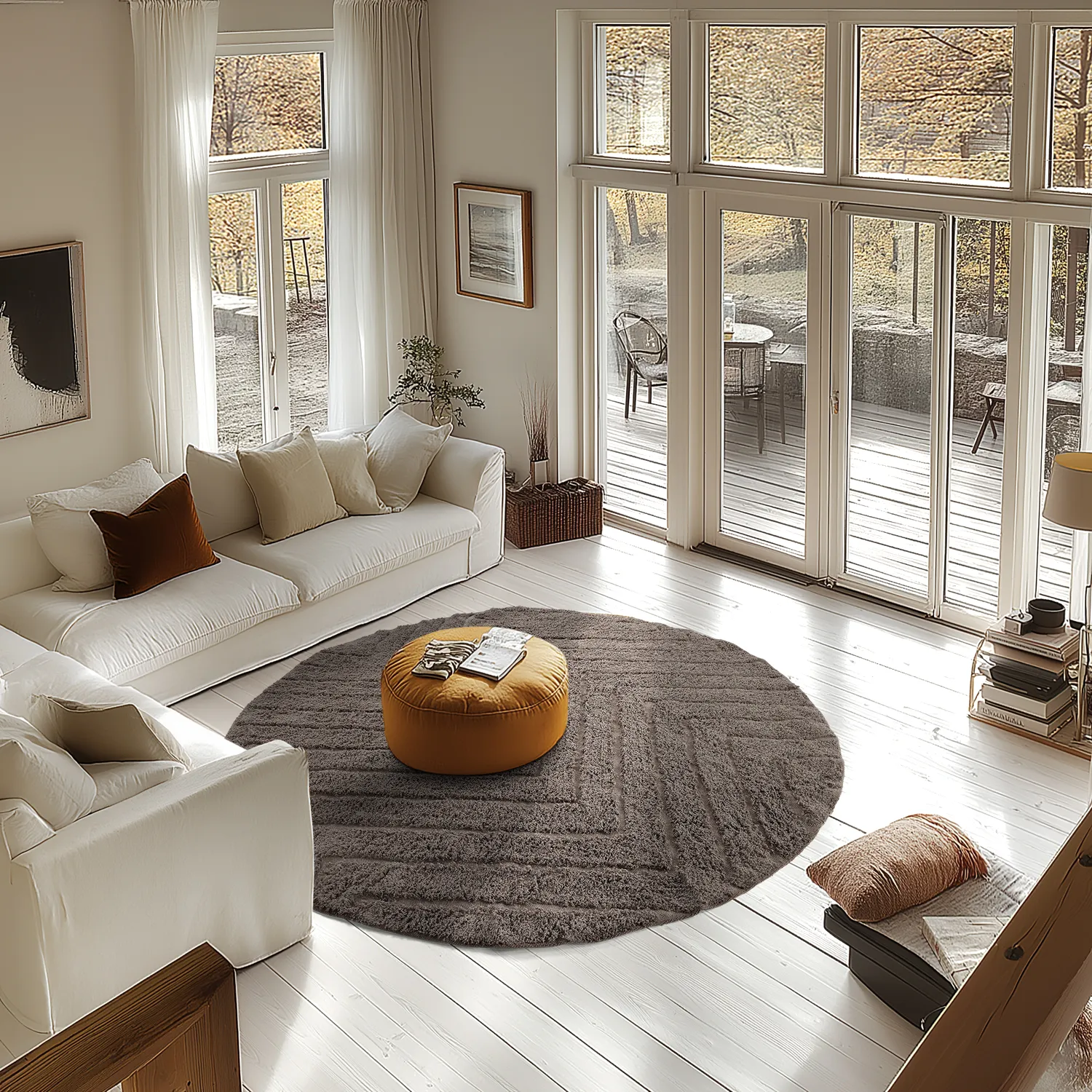 Runde tæpper - Conara Natural Cotton Shaggy (taupe)