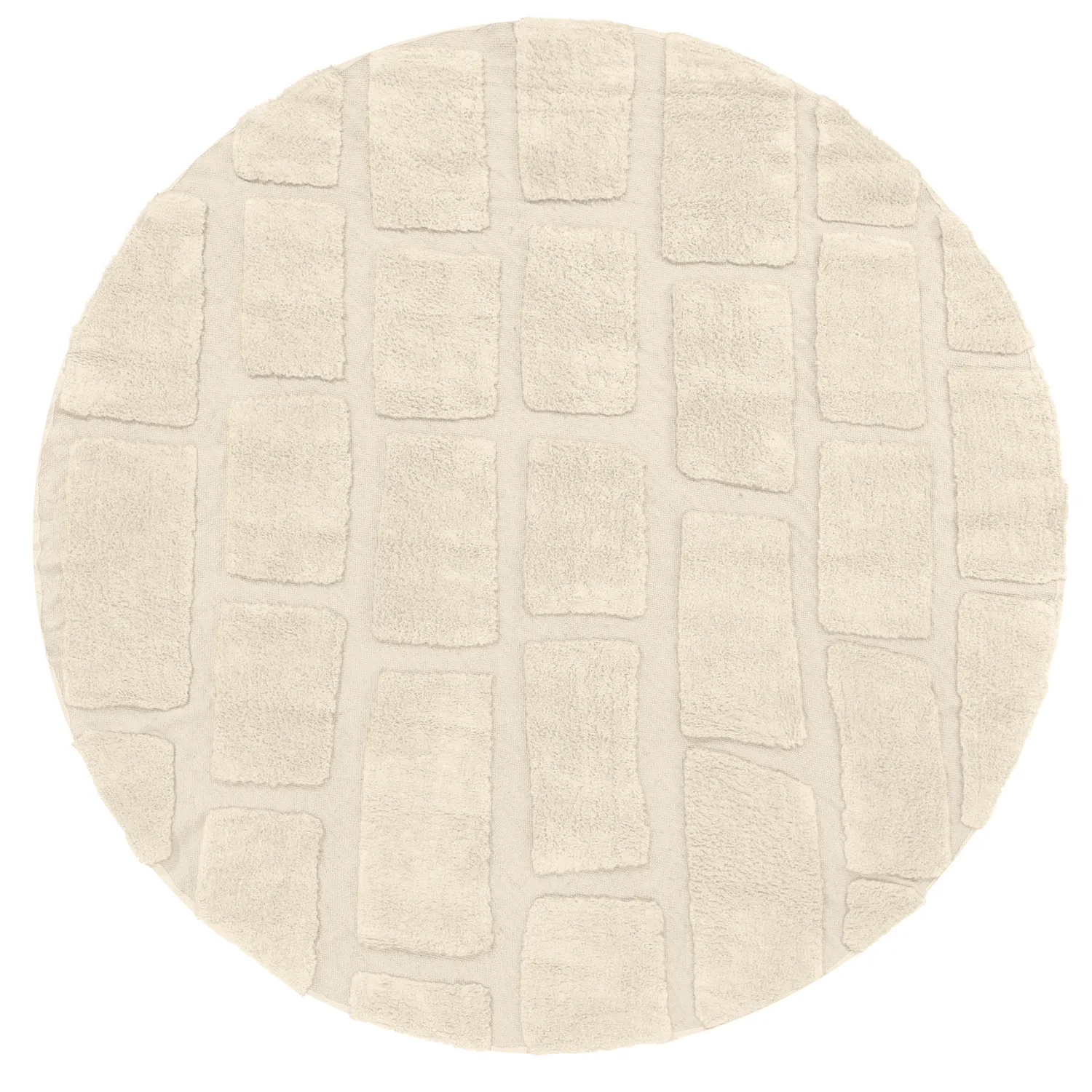 Rundt tæppe - Cyrus Natural Cotton Shaggy (beige)