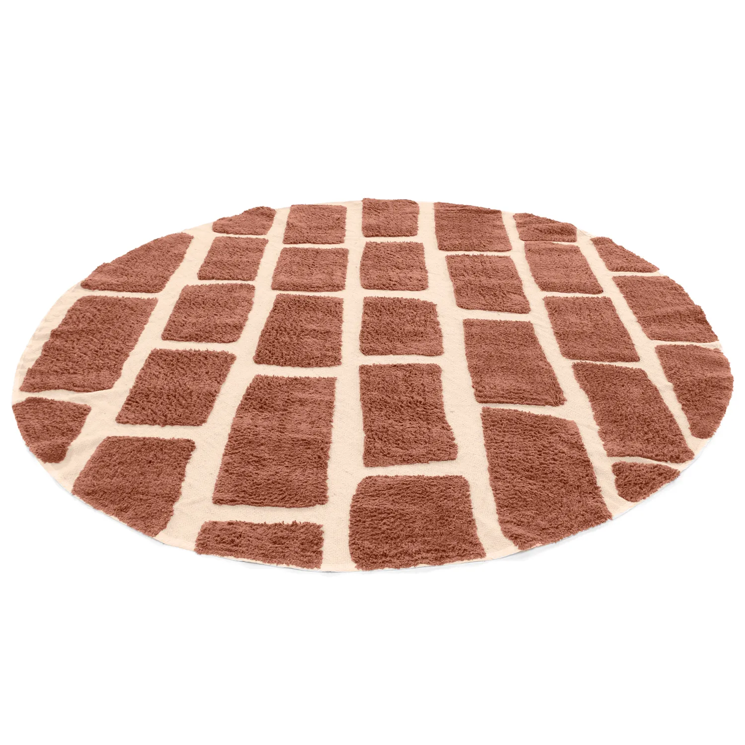 Rundt tæppe - Cyrus Natural Cotton Shaggy (brun)