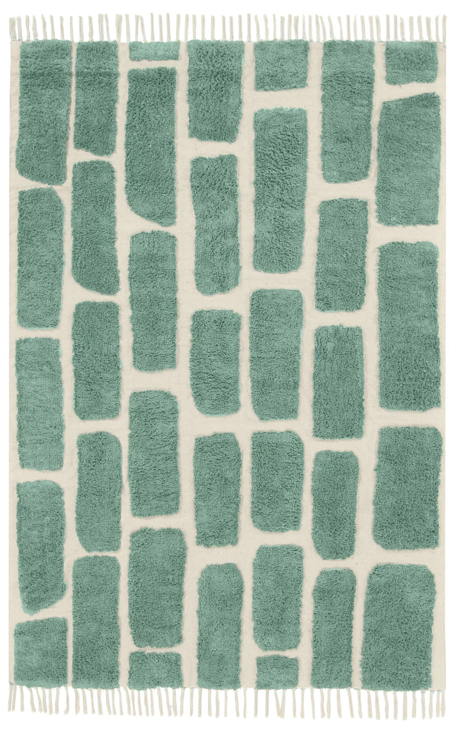 Ryatæpper - Cyrus Natural Cotton Shaggy (grøn)