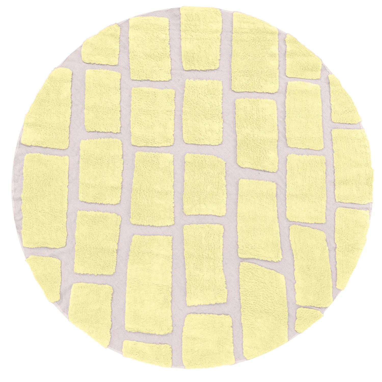 Rundt tæppe - Cyrus Natural Cotton Shaggy (gul)