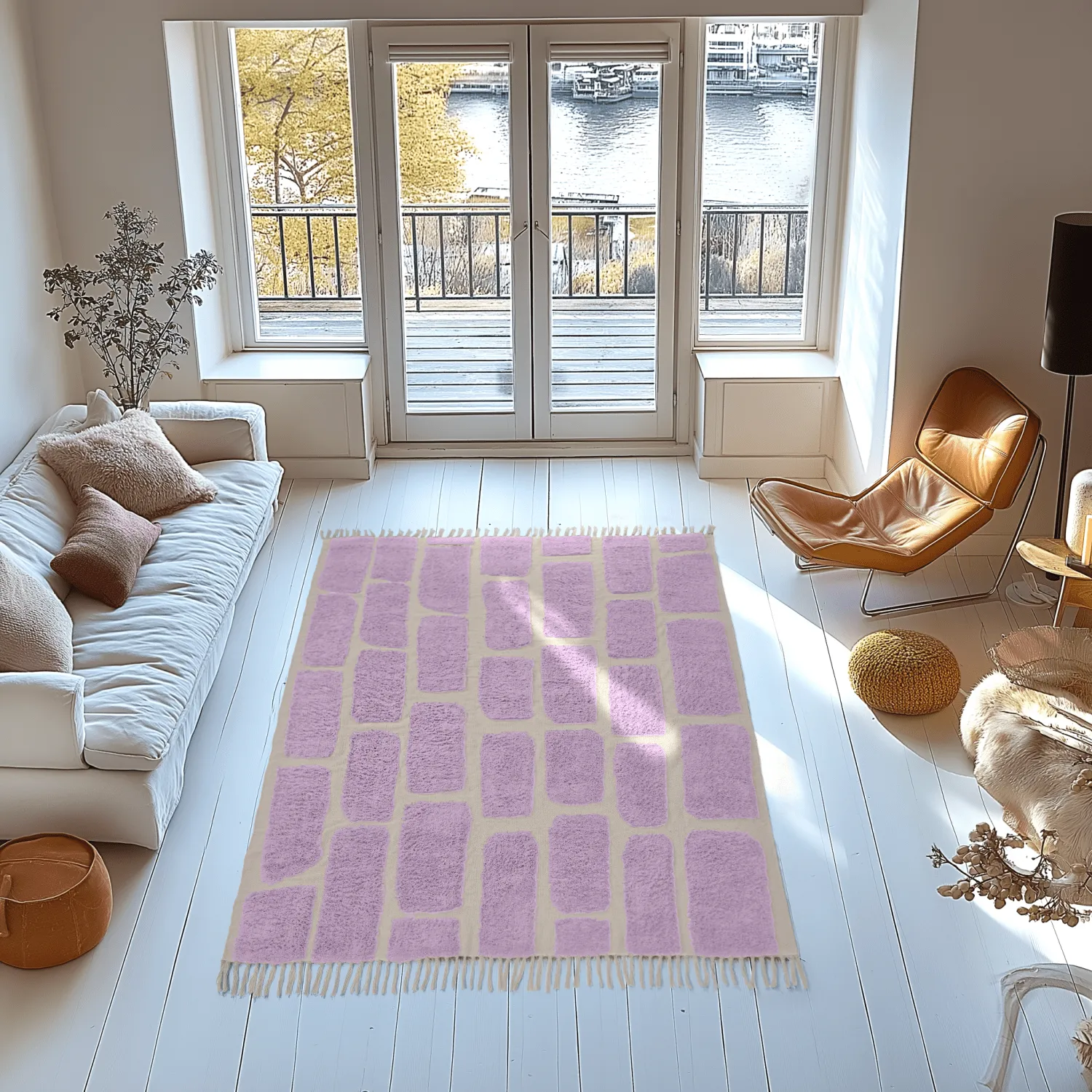 Ryatæpper - Cyrus Natural Cotton Shaggy (lilla)