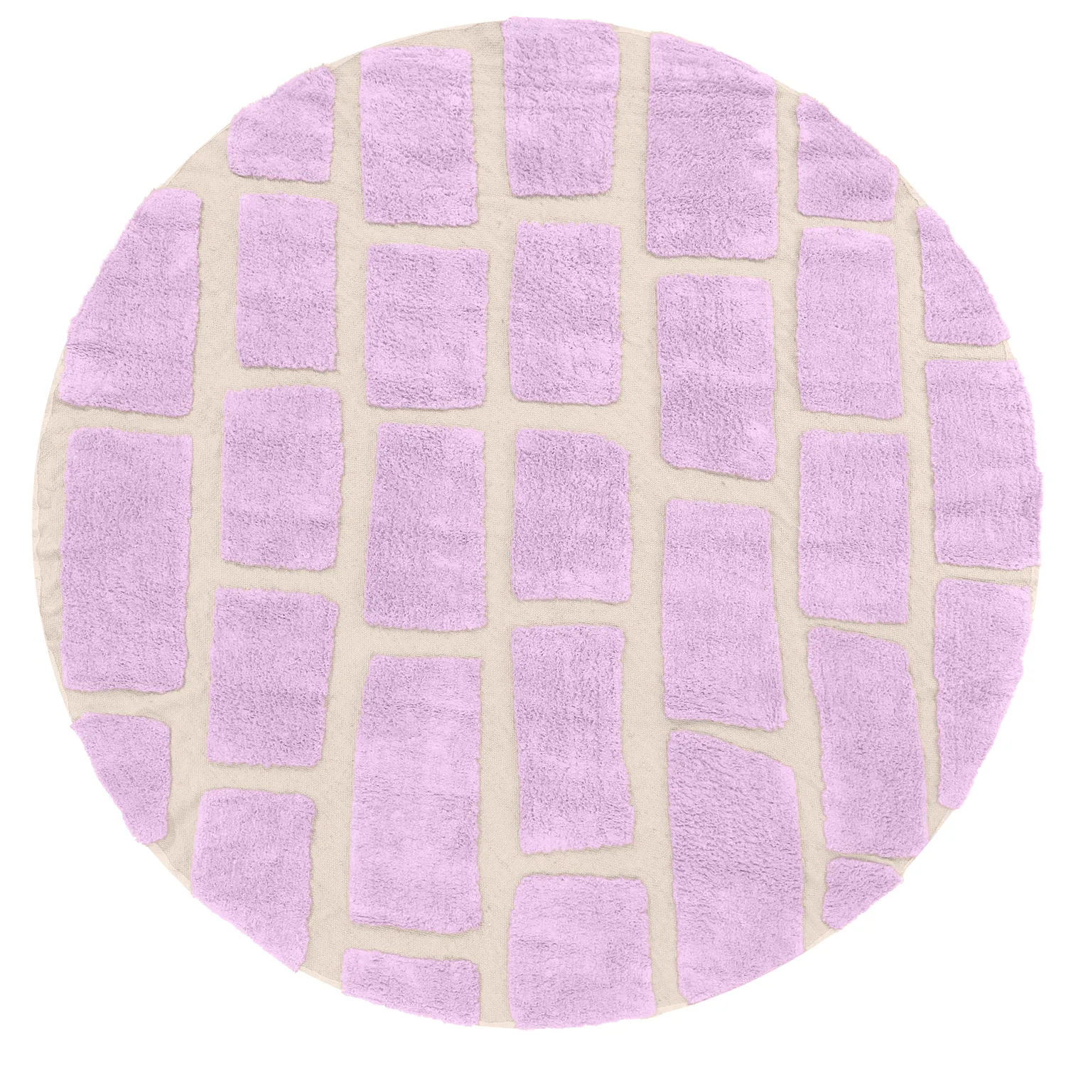 Rundt tæppe - Cyrus Natural Cotton Shaggy (lilla)