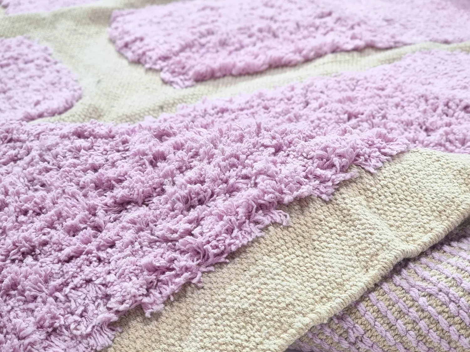 Rundt tæppe - Cyrus Natural Cotton Shaggy (lilla)