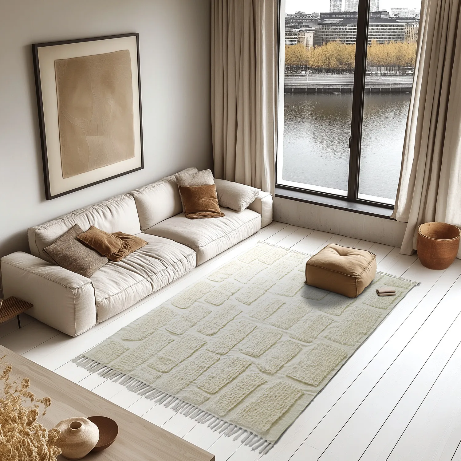 Ryatæpper - Cyrus Natural Cotton Shaggy (off-white)