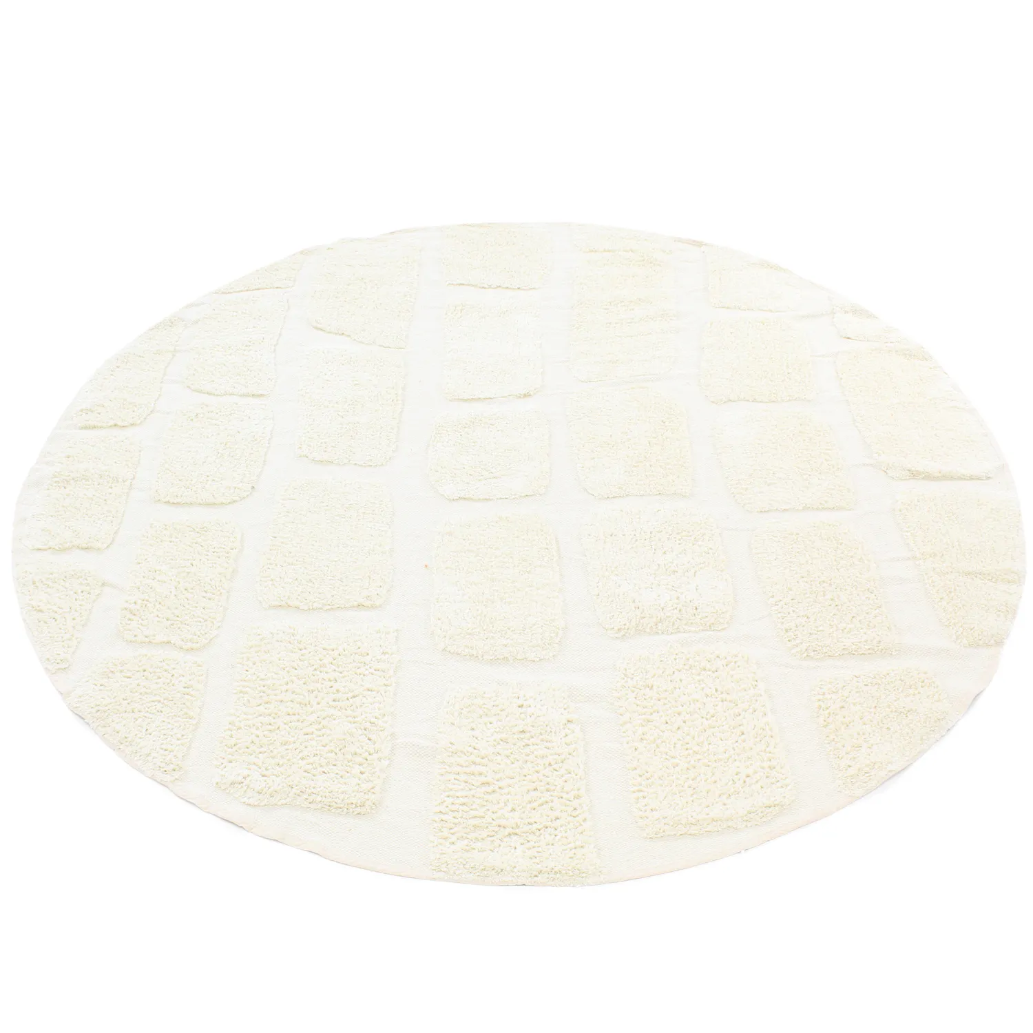 Rundt tæppe - Cyrus Natural Cotton Shaggy (off-white)