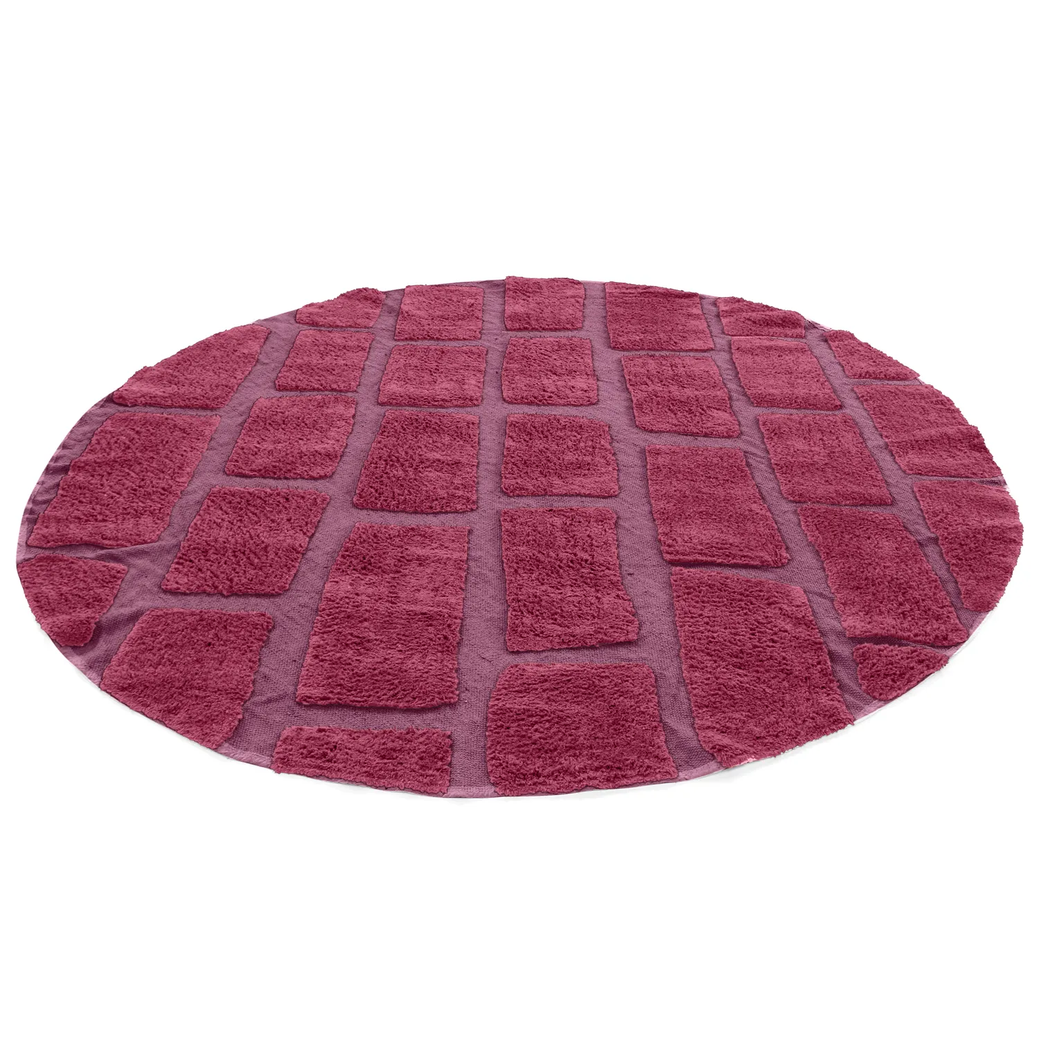 Rundt tæppe - Cyrus Natural Cotton Shaggy (rød)