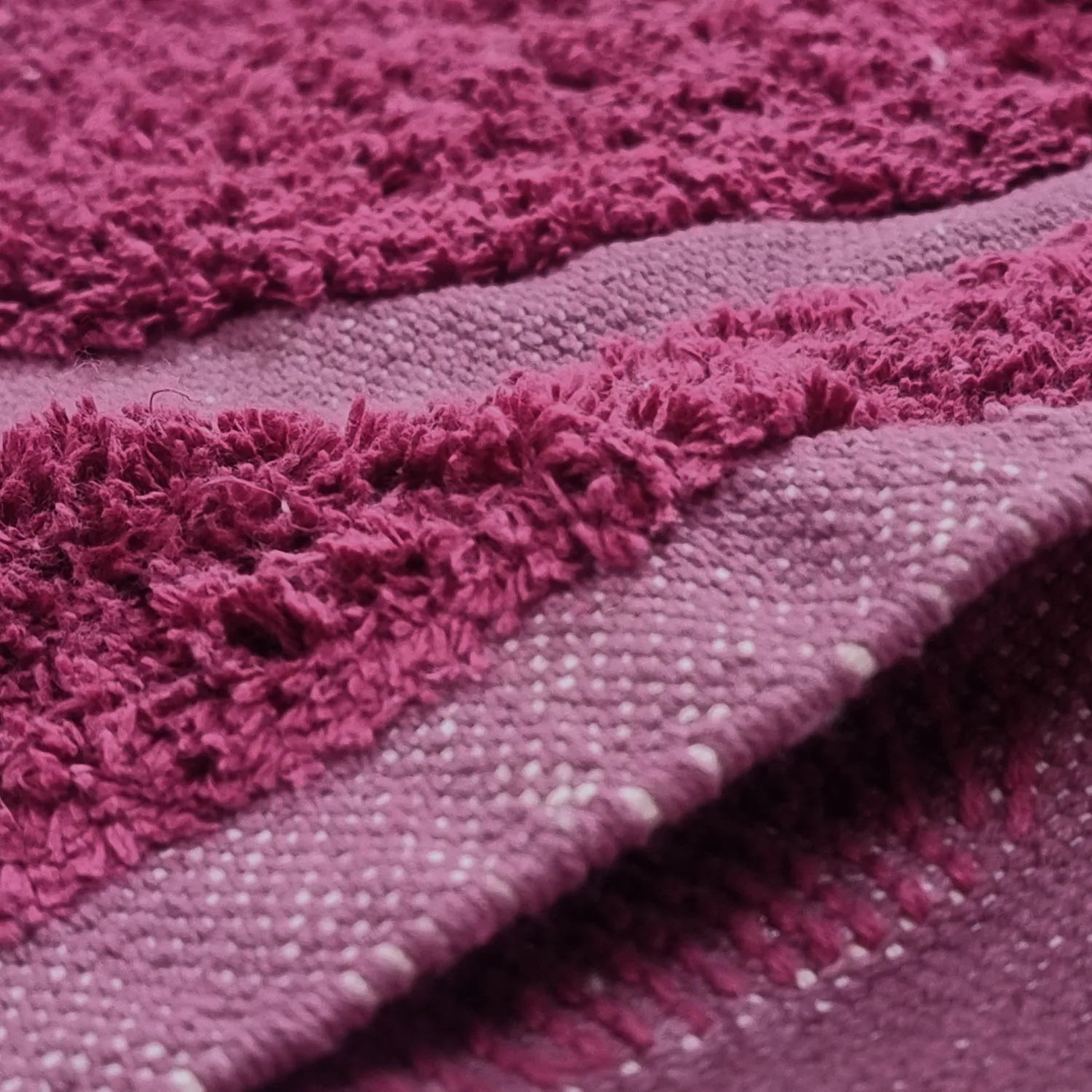 Rundt tæppe - Cyrus Natural Cotton Shaggy (rød)