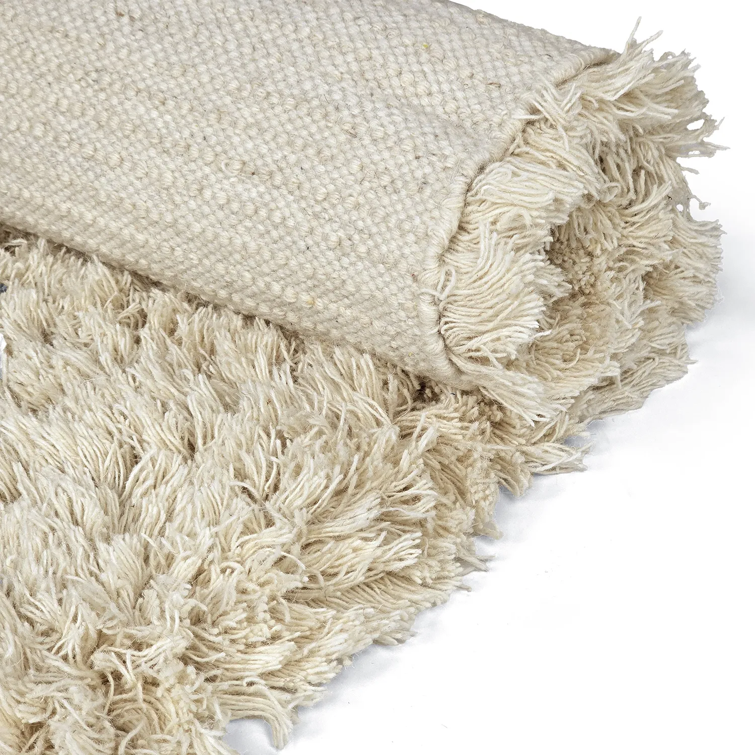 Ryatæpper - Fassale Hand Woven Wool Shaggy (fløde)