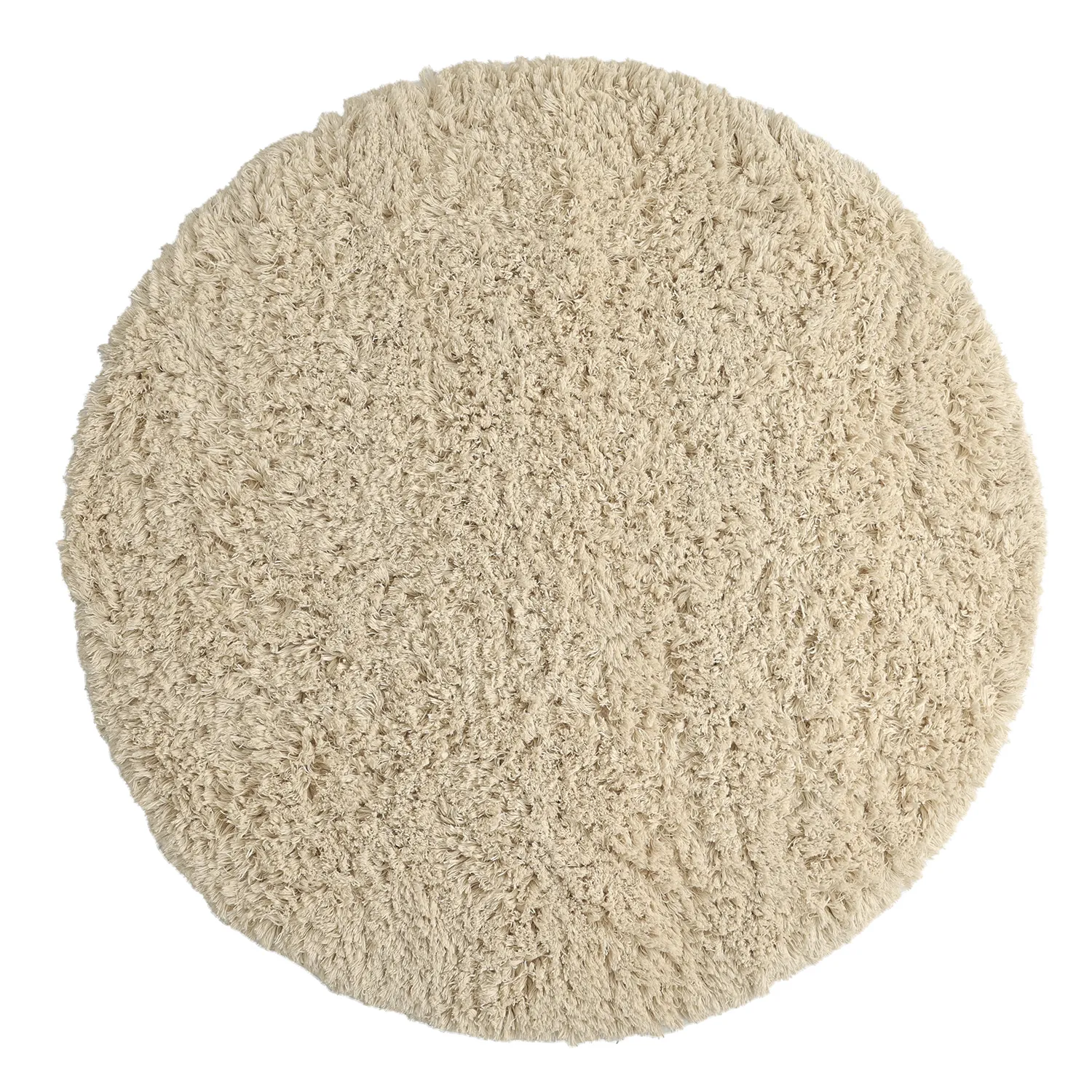 Rundt tæppe - Fassale Hand Woven Wool Shaggy (fløde)