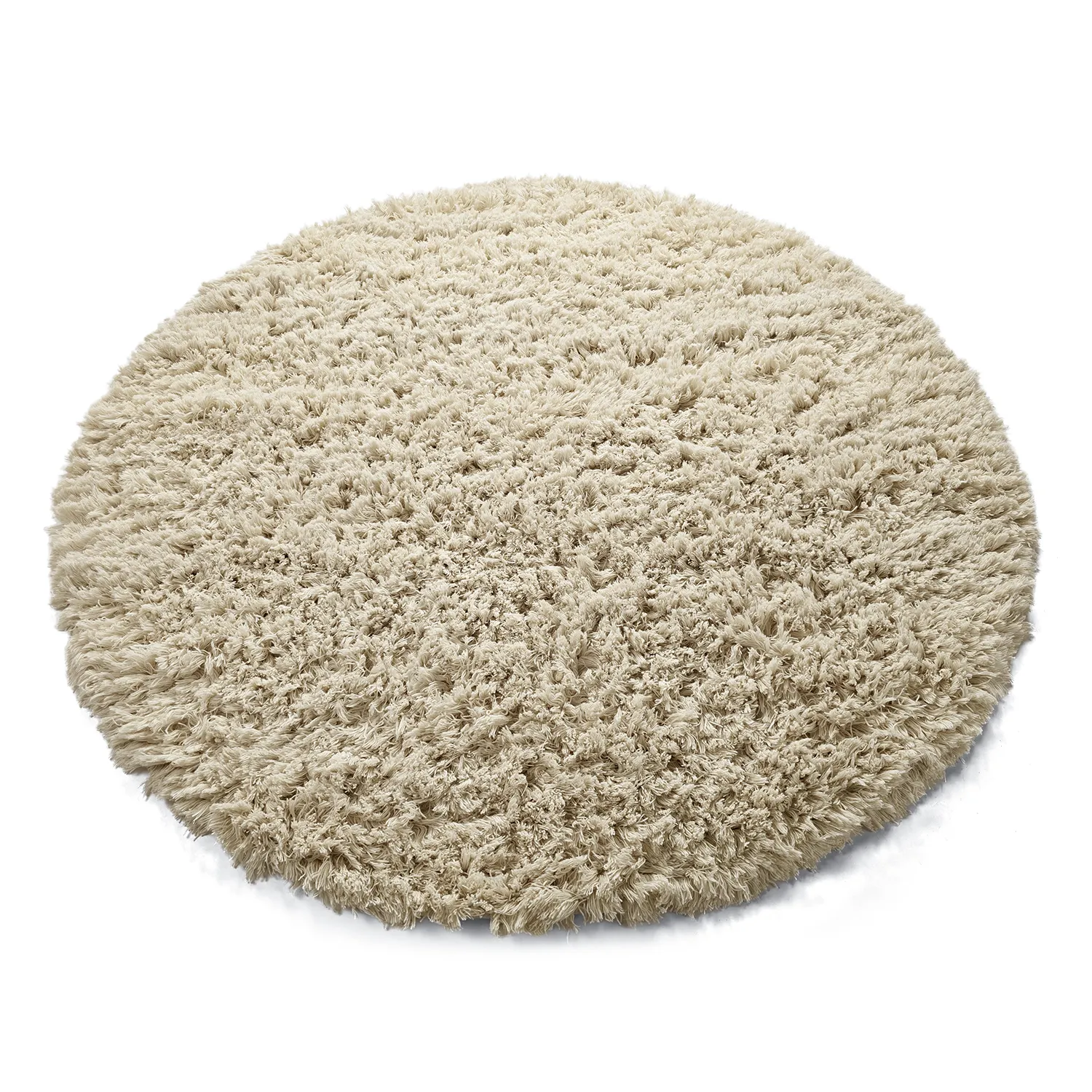 Rundt tæppe - Fassale Hand Woven Wool Shaggy (fløde)