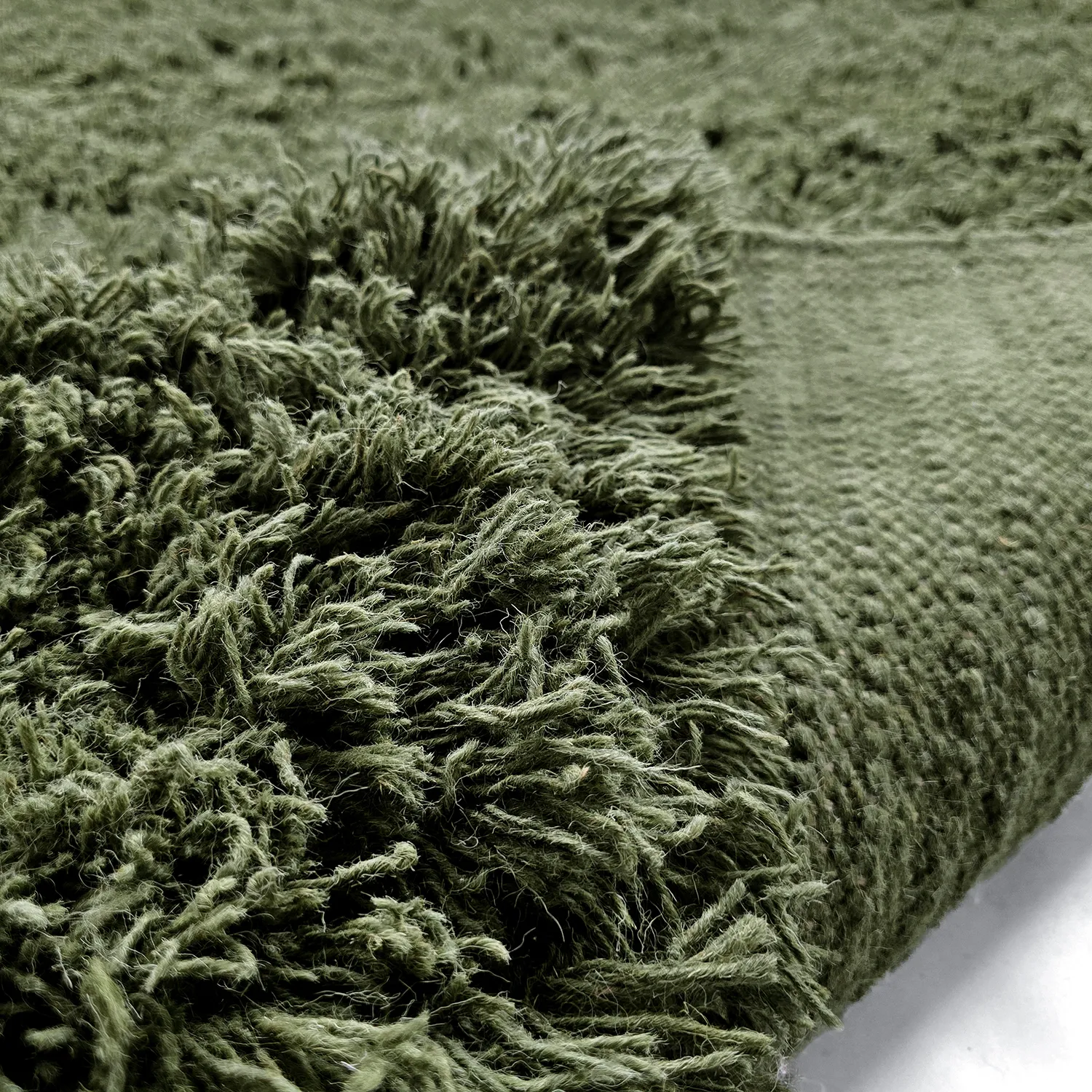 Ryatæpper - Fassale Hand Woven Wool Shaggy (mosgrøn)