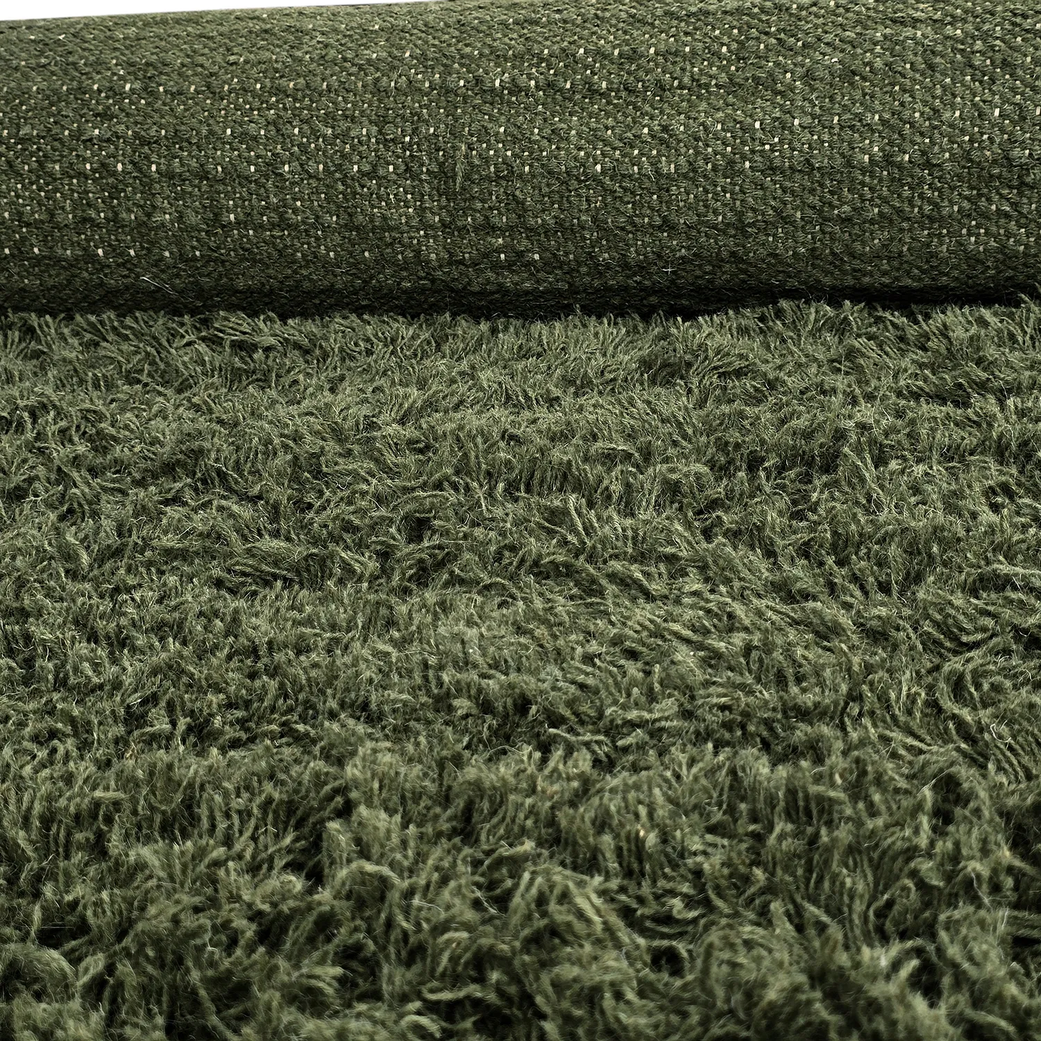 Ryatæpper - Fassale Hand Woven Wool Shaggy (mosgrøn)