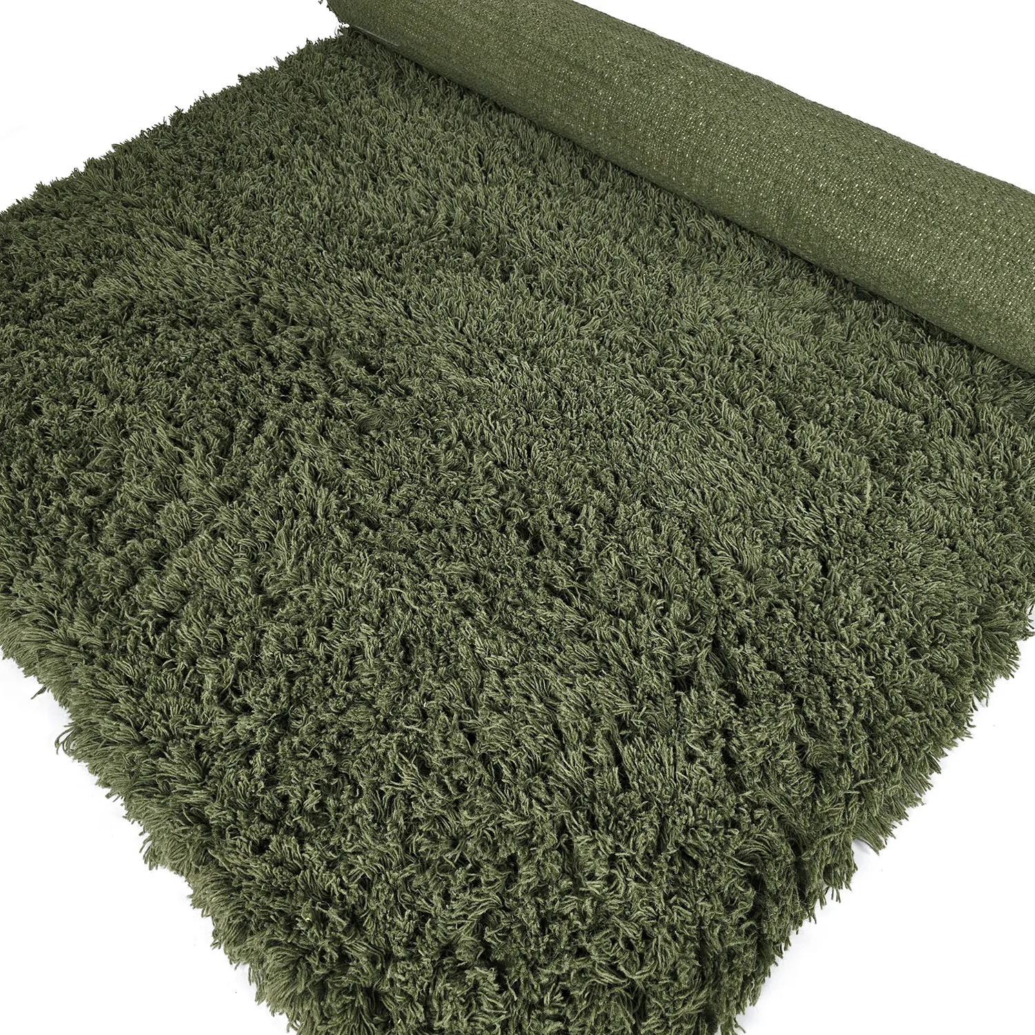 Ryatæpper - Fassale Hand Woven Wool Shaggy (mosgrøn)