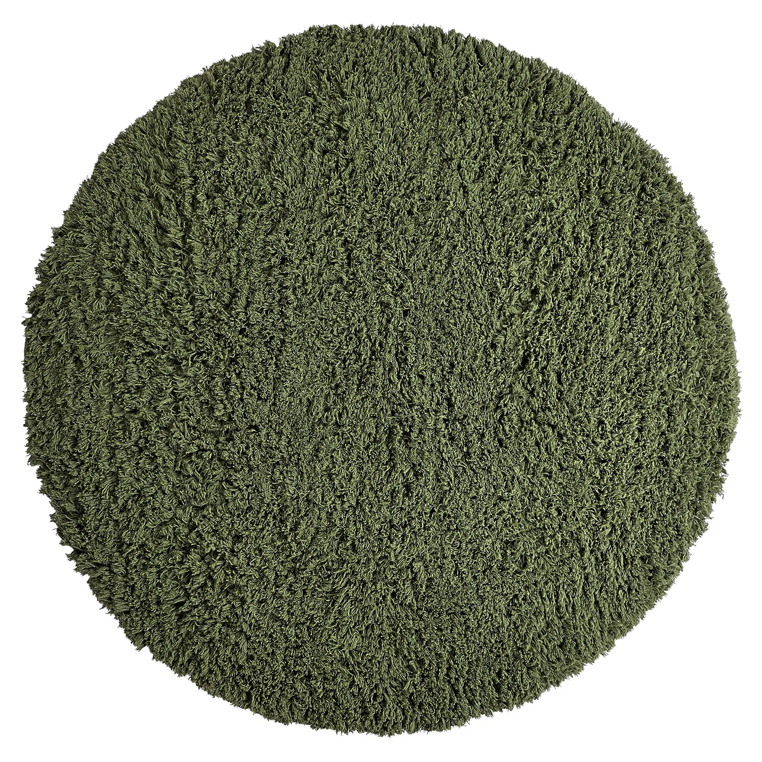 Rundt tæppe - Fassale Hand Woven Wool Shaggy (mosgrøn)