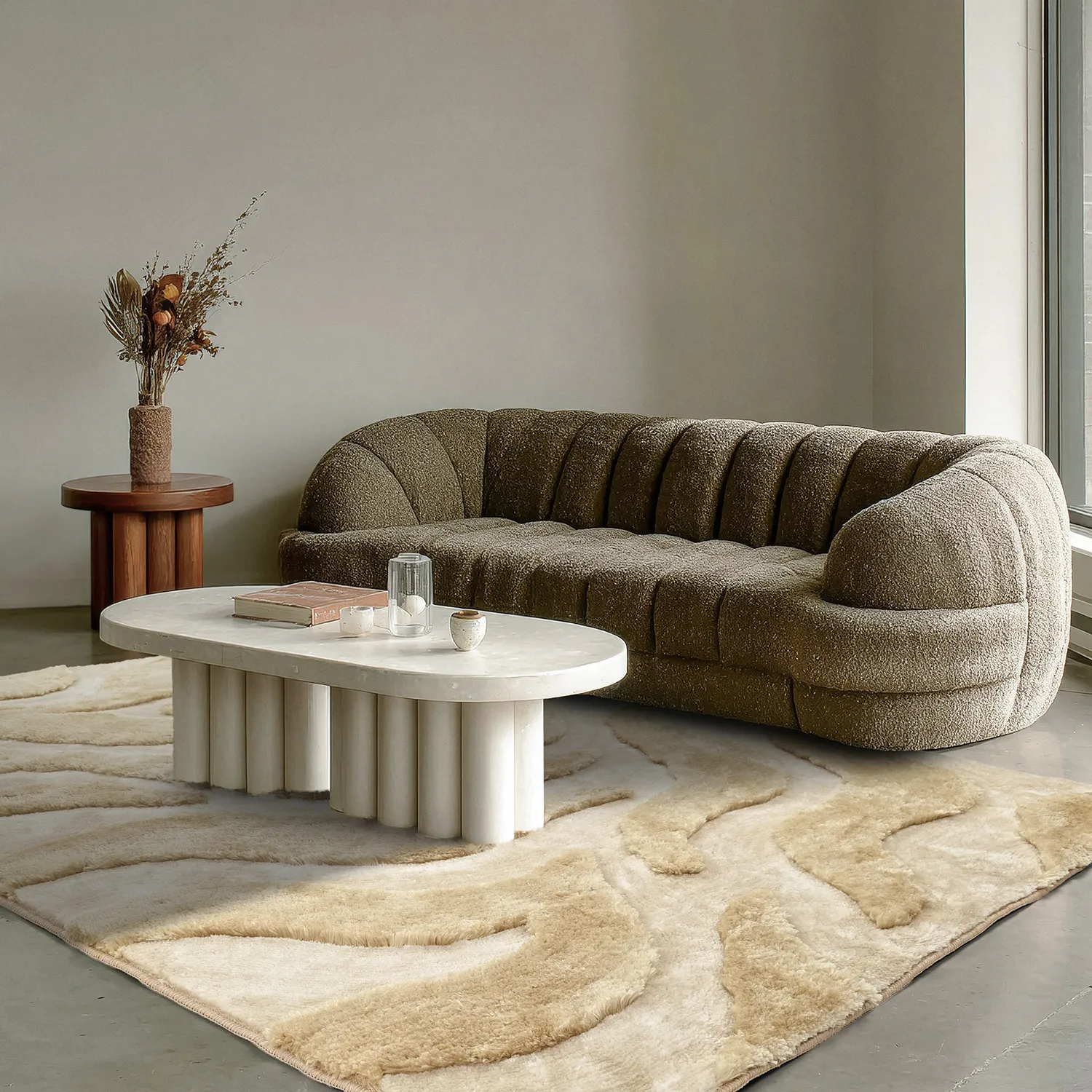 Ryatæpper - Fergana (creme/beige)