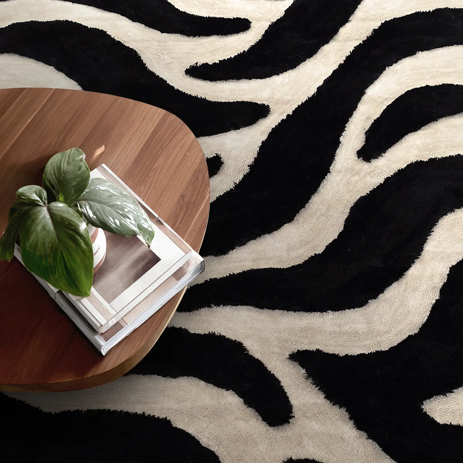 Ryatæpper - Fergana (creme/sort)