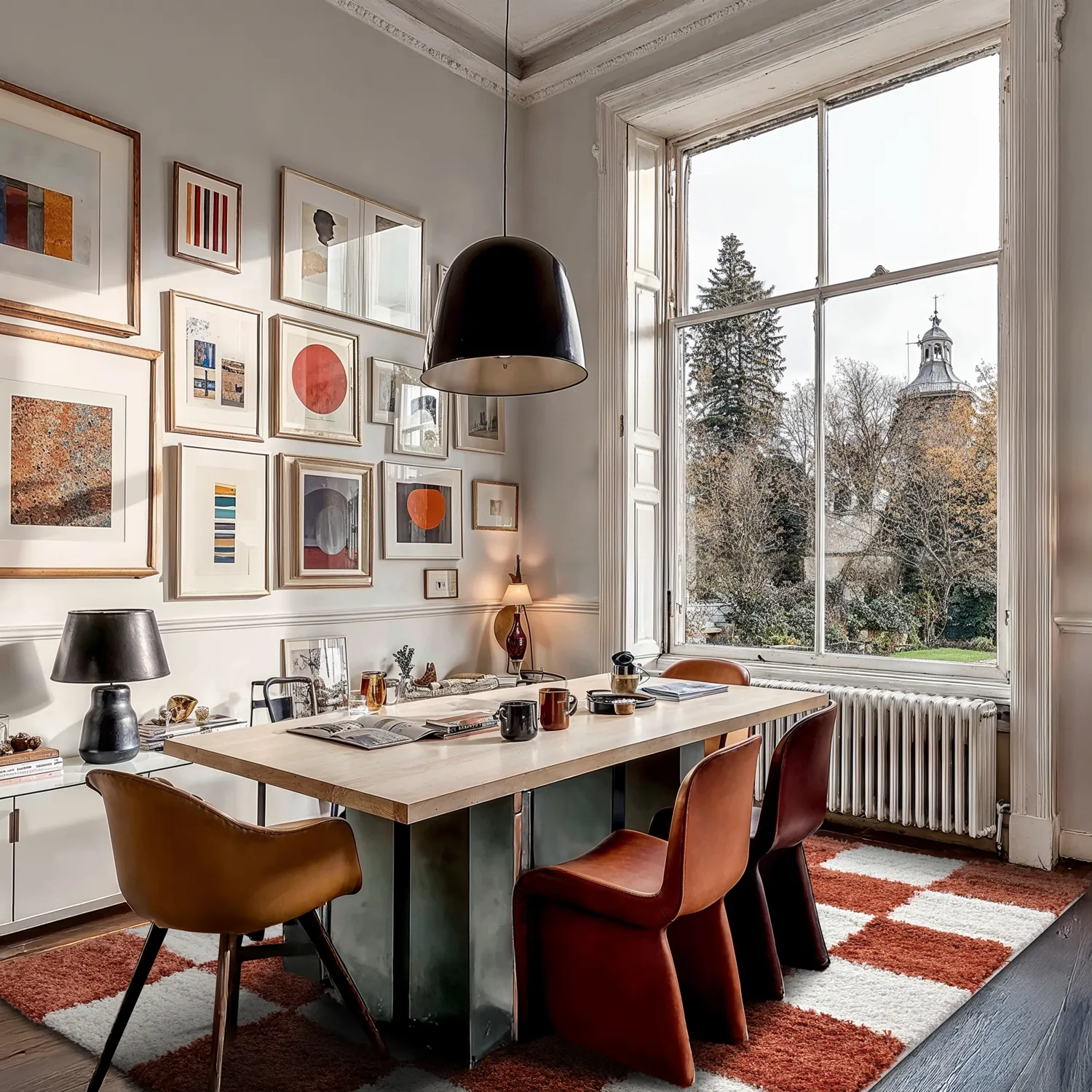 Ryatæpper - Gordes (orange/hvid)