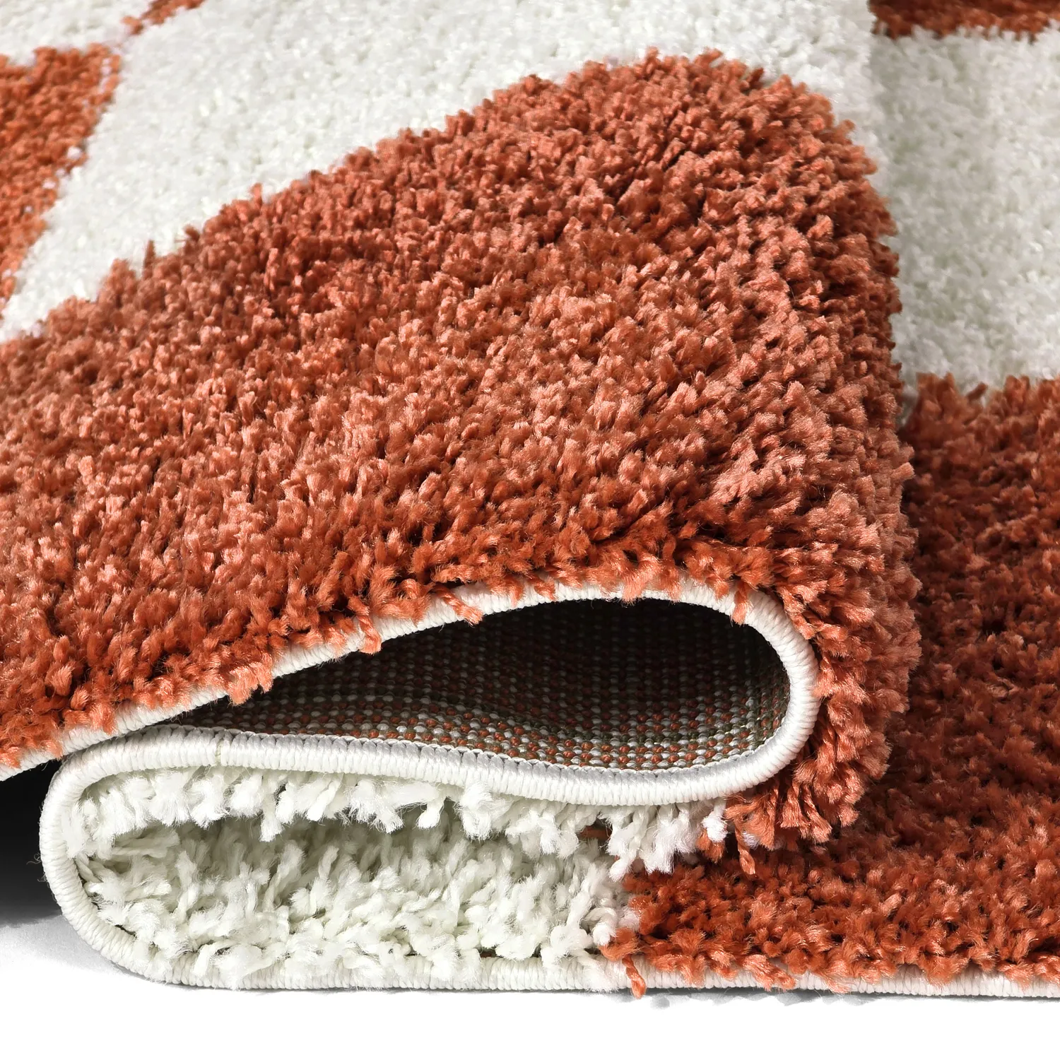 Ryatæpper - Gordes (orange/hvid)