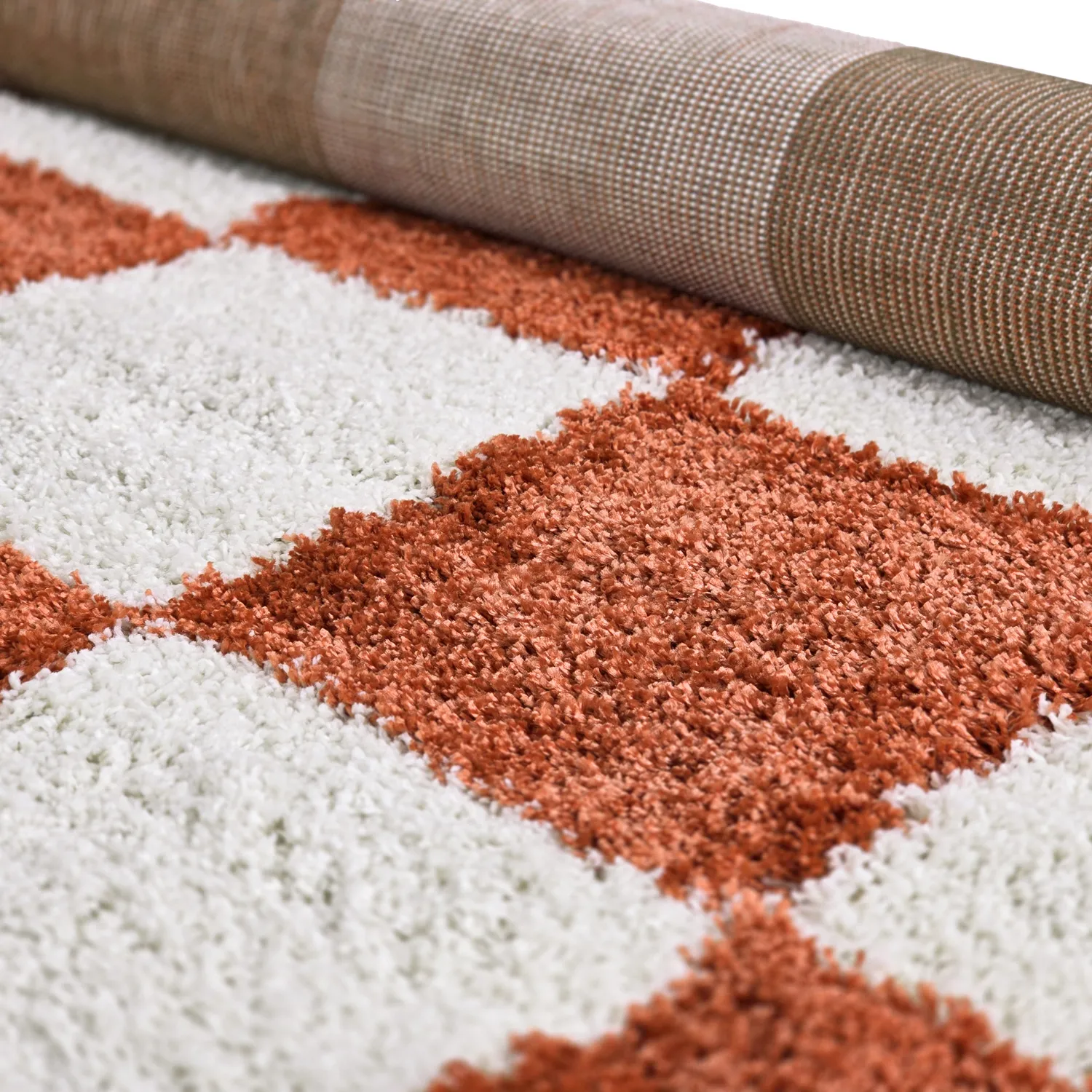 Ryatæpper - Gordes (orange/hvid)