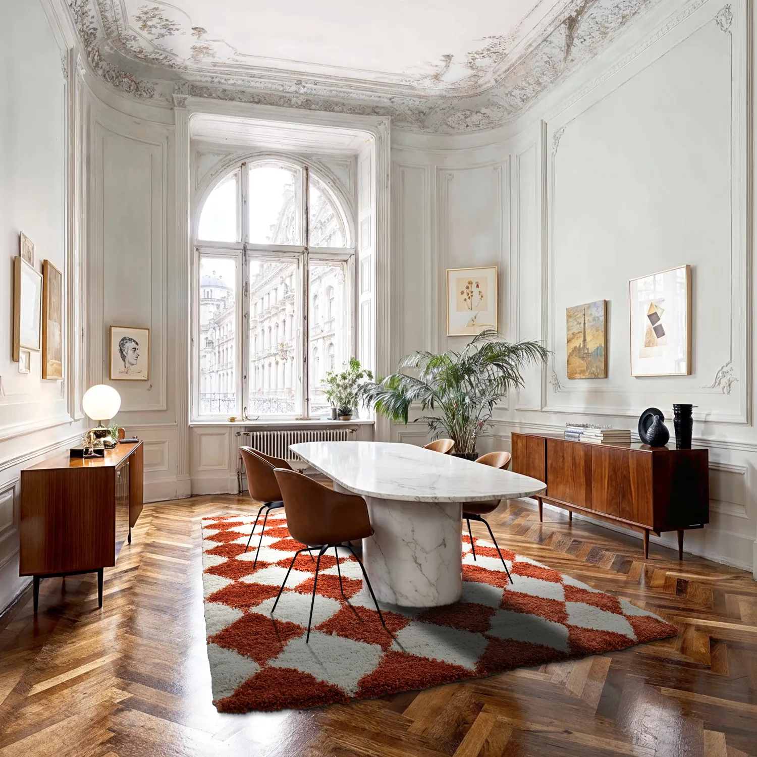 Ryatæpper - Albi (hvid/orange)