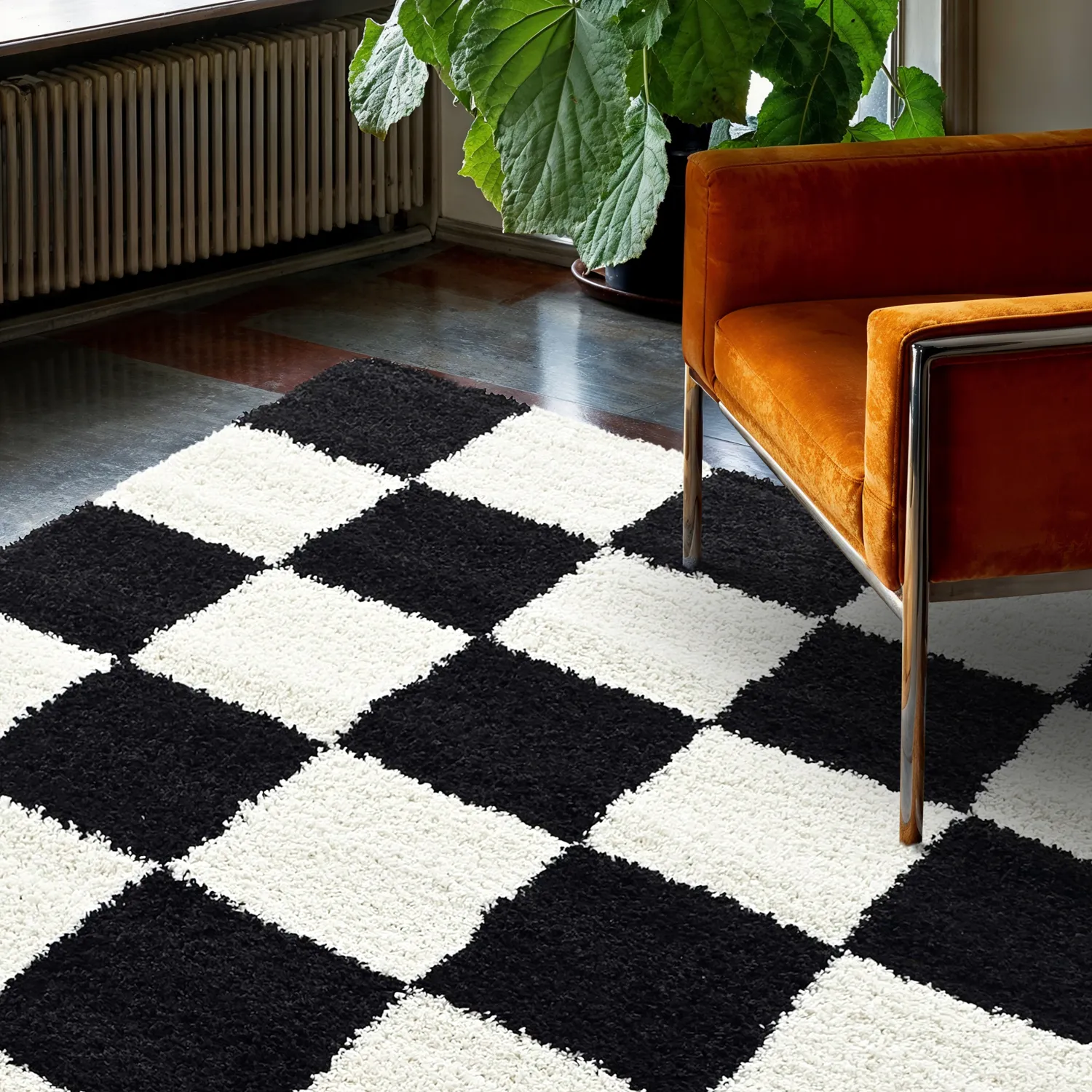 Ryatæpper - Gordes (sort/hvid)