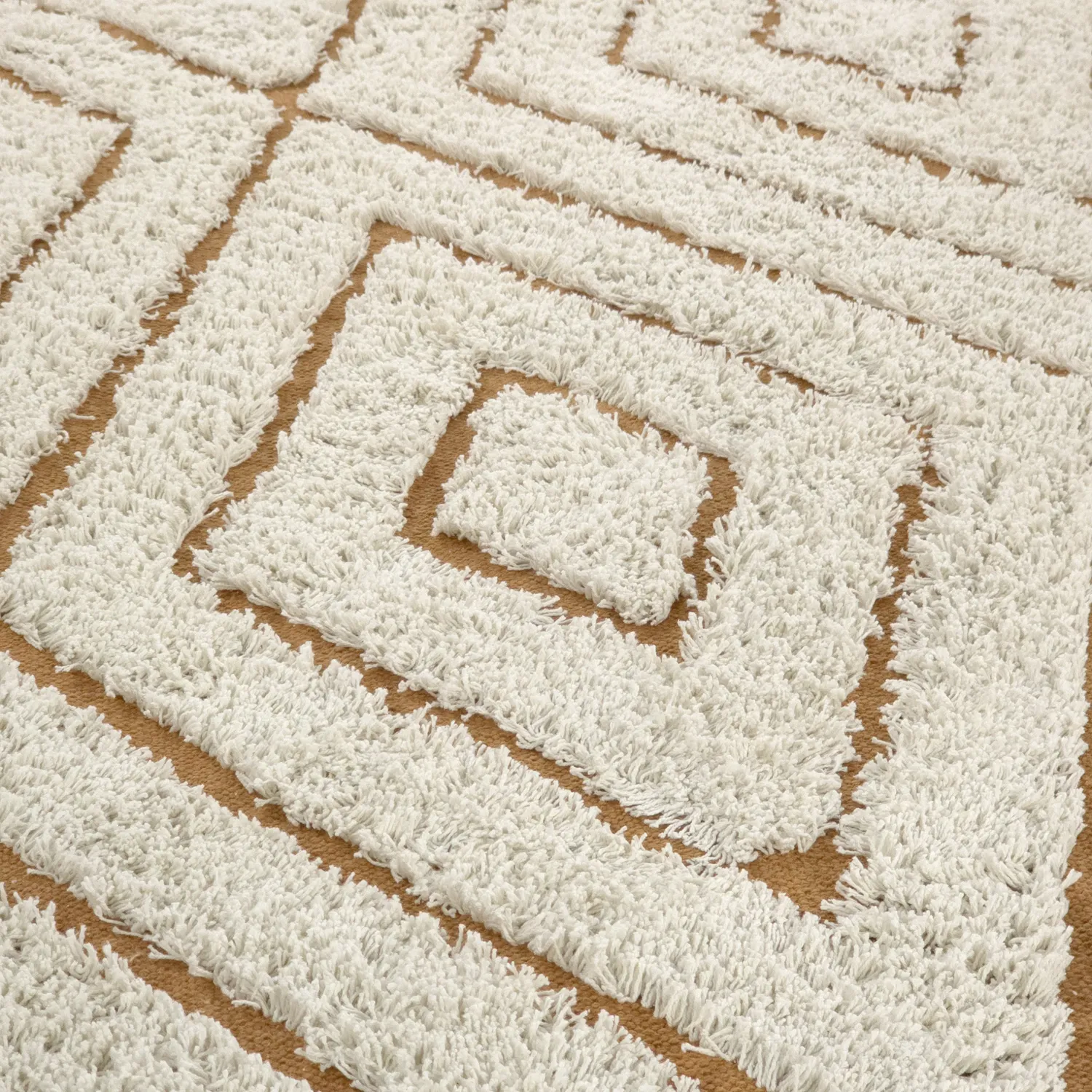 Runde tæpper - Holwell Natural Cotton Shaggy (off white/brun)