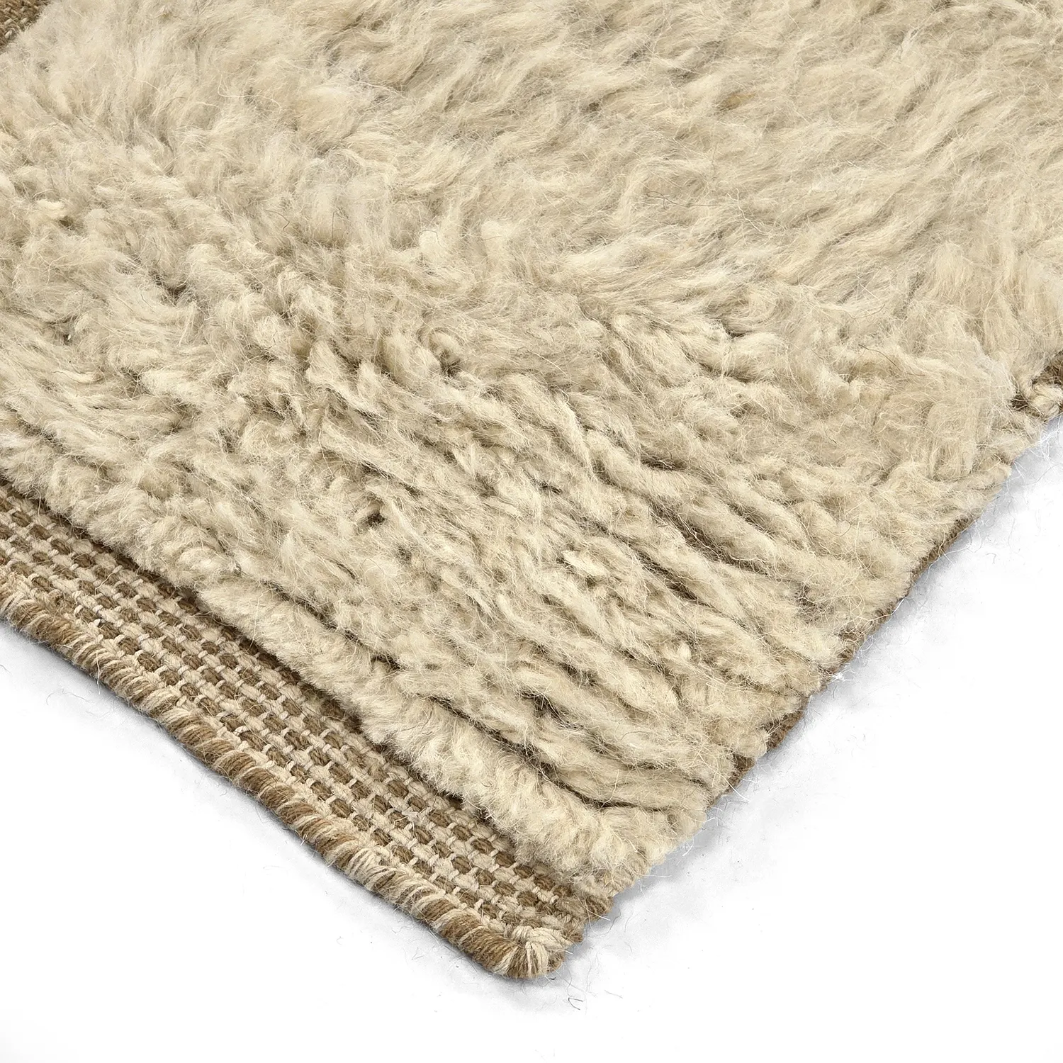 Ryatæpper - Kiberg Hand Woven Wool Shaggy (fløde)
