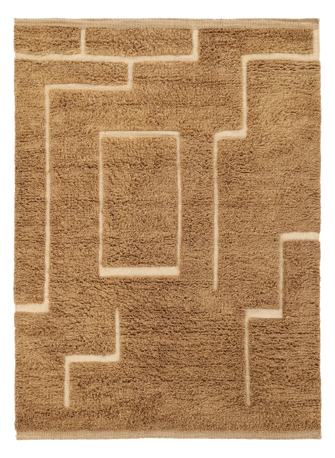 Ryatæpper - Kiberg Hand Woven Wool Shaggy (beige)