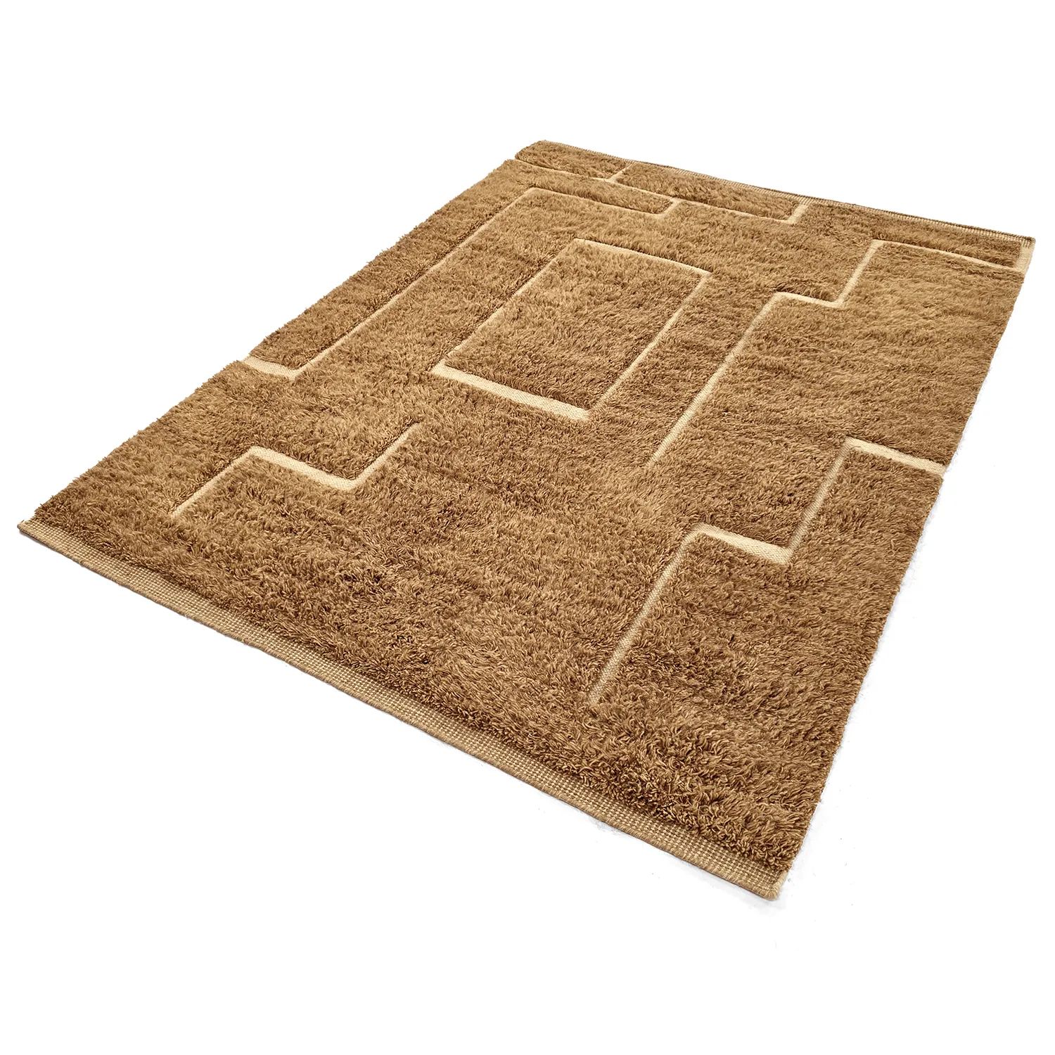 Ryatæpper - Kiberg Hand Woven Wool Shaggy (beige)