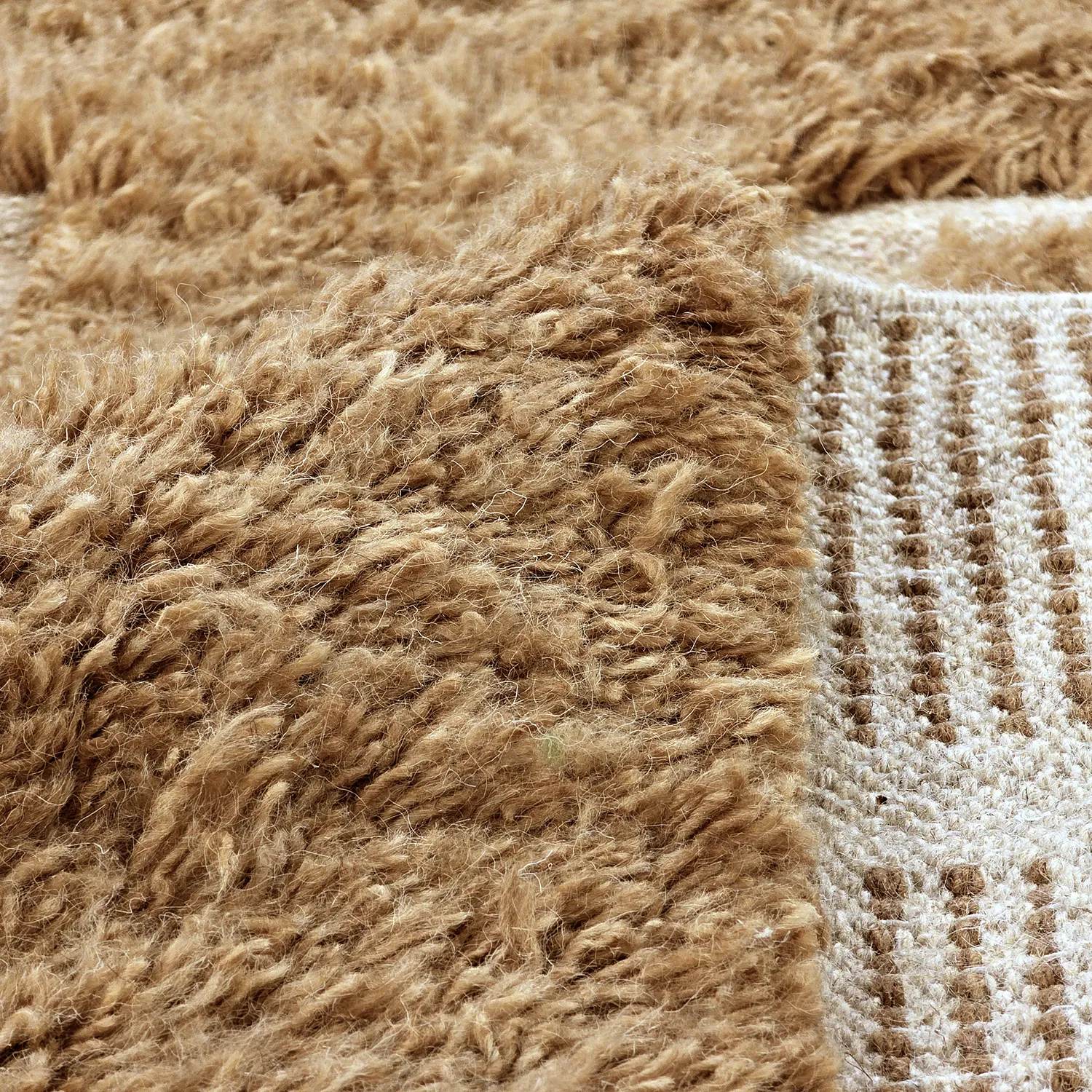 Ryatæpper - Kiberg Hand Woven Wool Shaggy (beige)