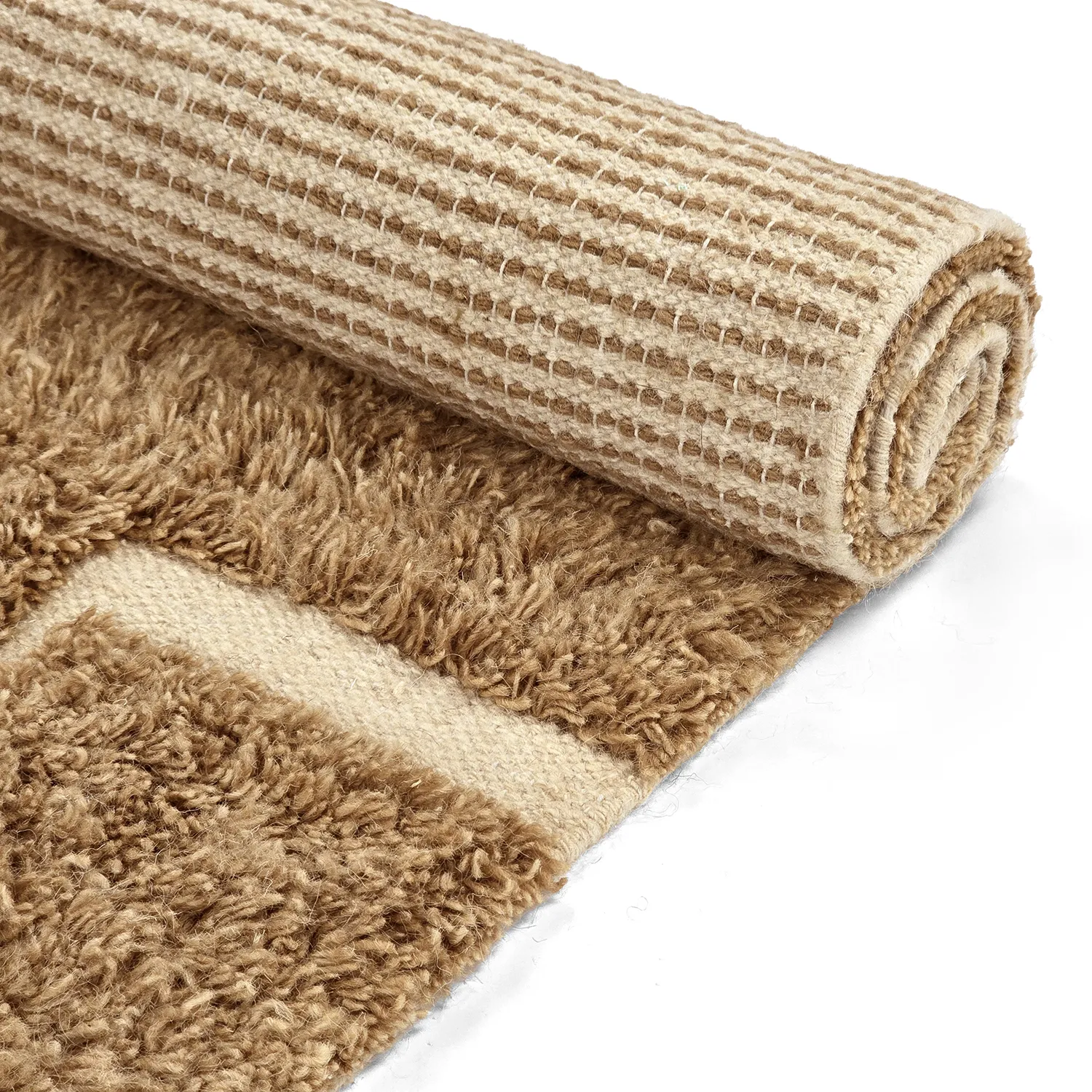 Ryatæpper - Kiberg Hand Woven Wool Shaggy (beige)