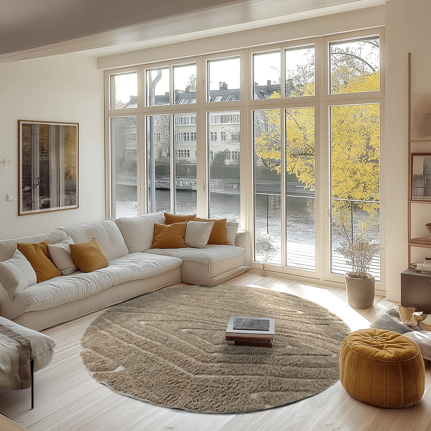 Runde tæpper - Kindon Natural Cotton Shaggy (beige/hvid)