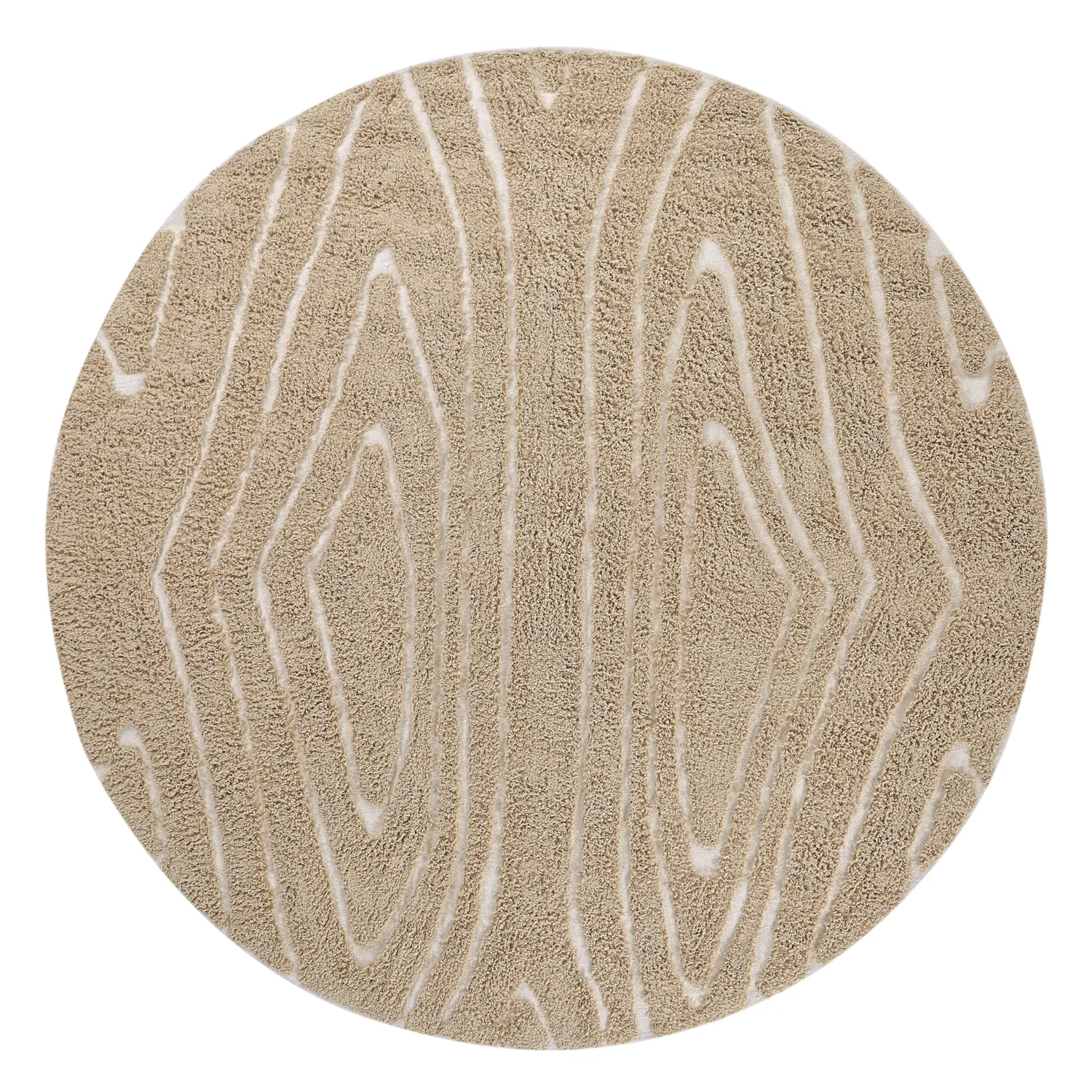 Runde tæpper - Kindon Natural Cotton Shaggy (beige/hvid)