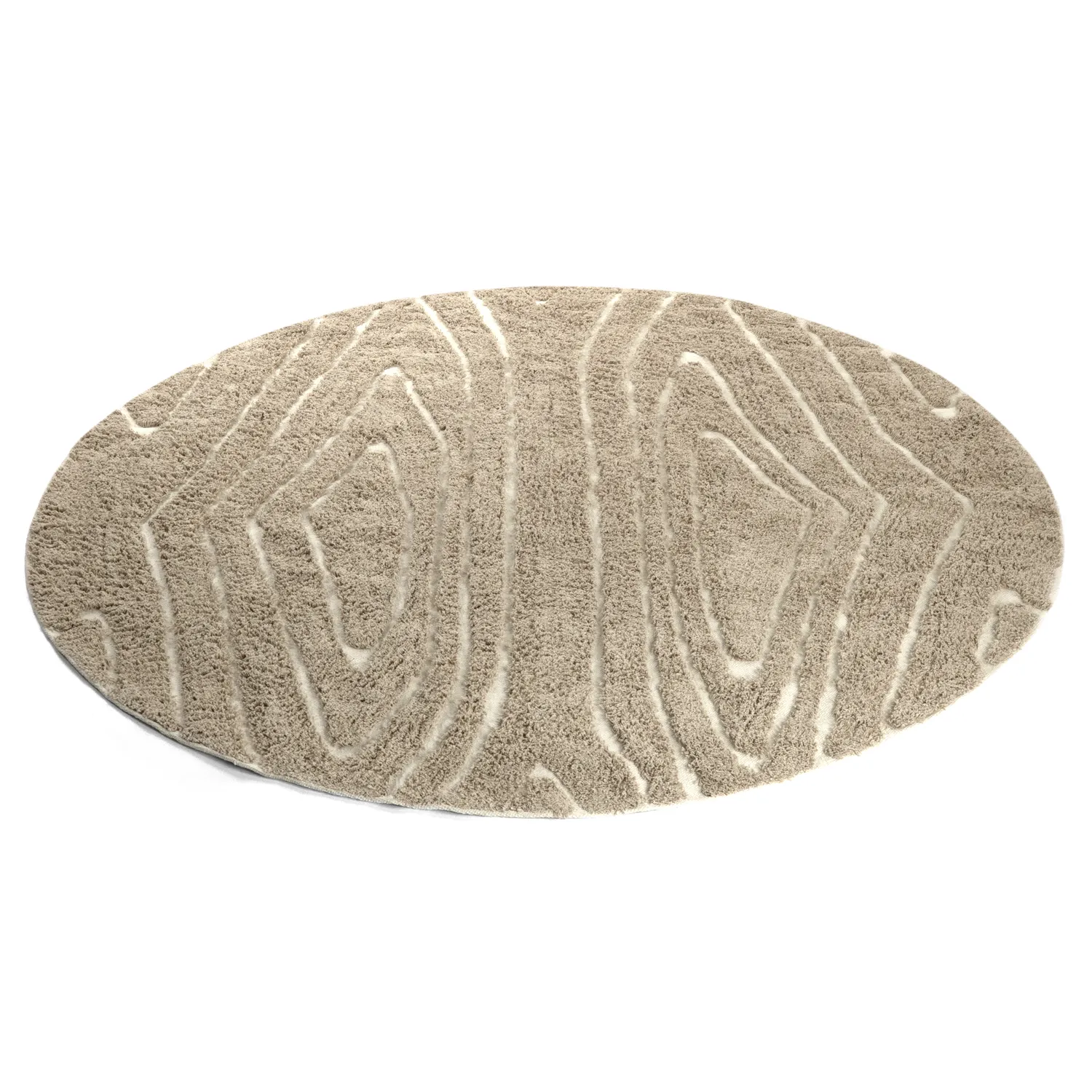 Runde tæpper - Kindon Natural Cotton Shaggy (beige/hvid)