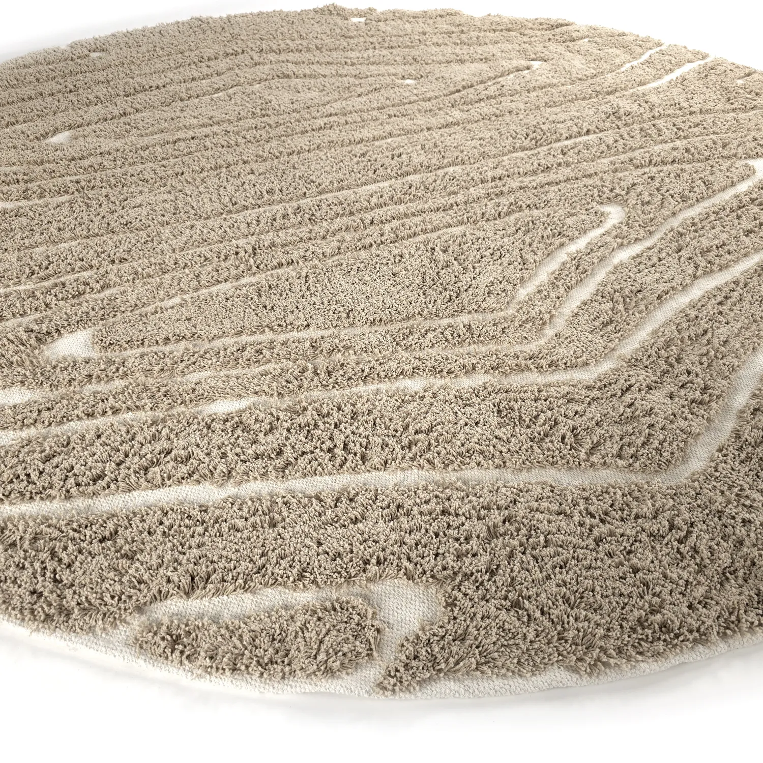 Runde tæpper - Kindon Natural Cotton Shaggy (beige/hvid)