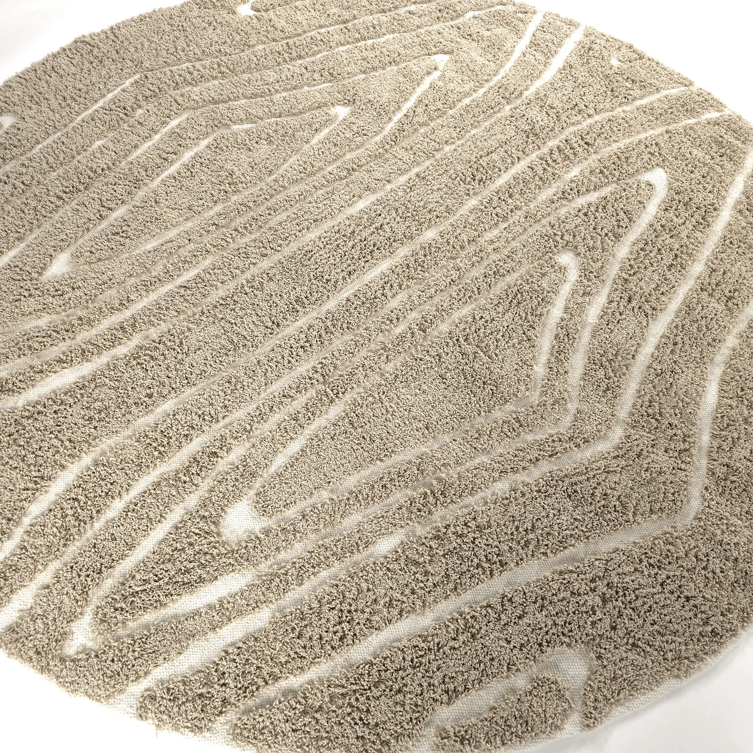 Runde tæpper - Kindon Natural Cotton Shaggy (beige/hvid)