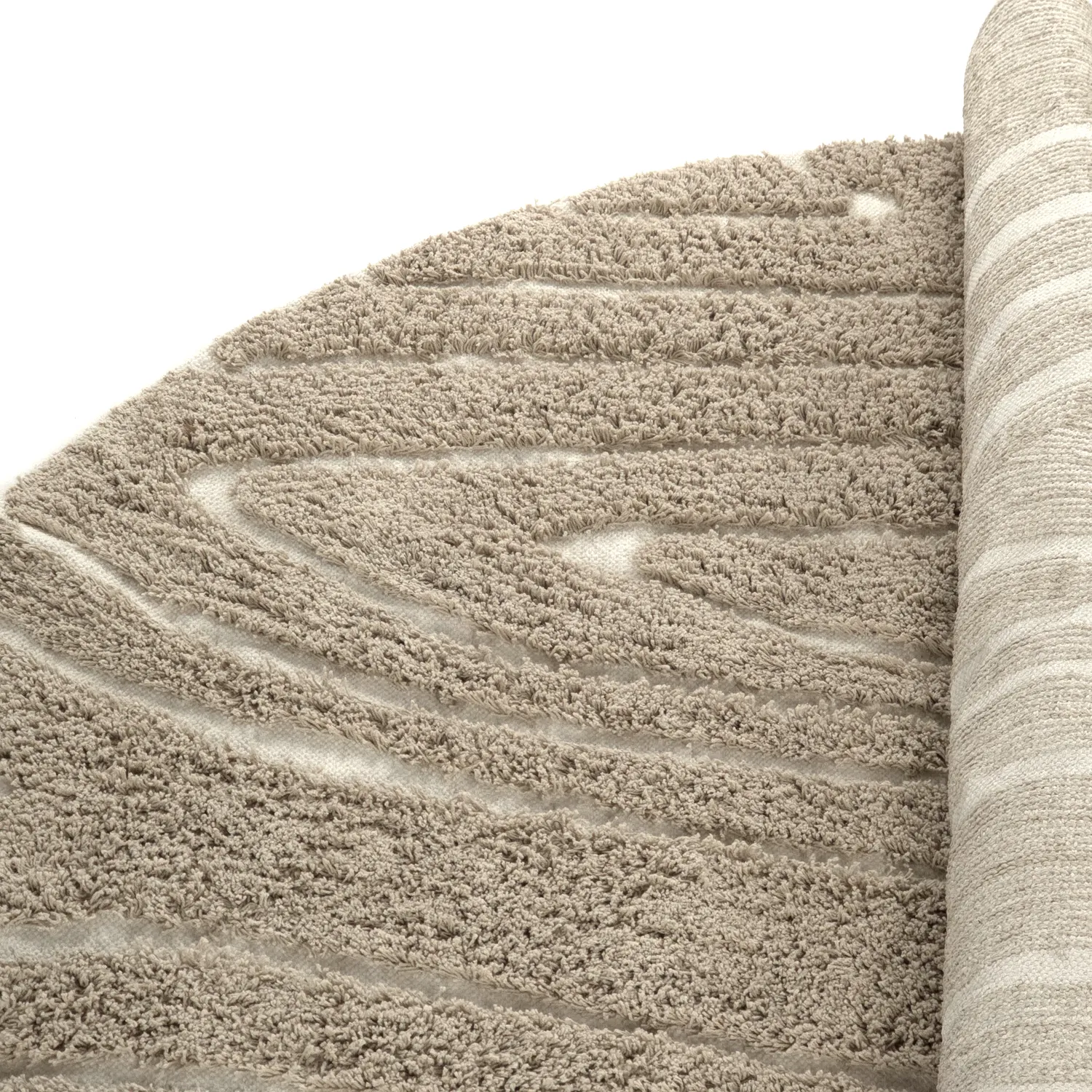 Runde tæpper - Kindon Natural Cotton Shaggy (beige/hvid)