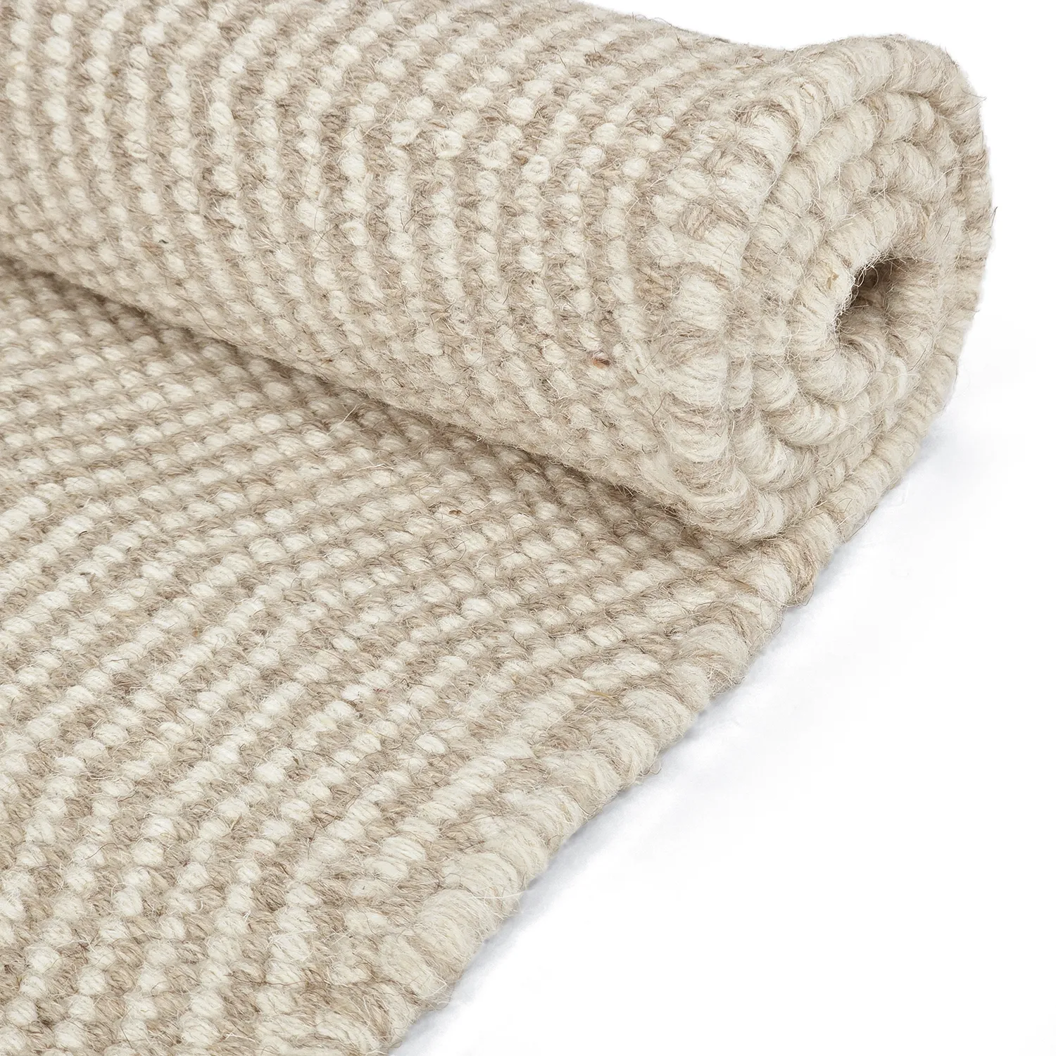 Uldtæppe - Larkana (beige/hvid)