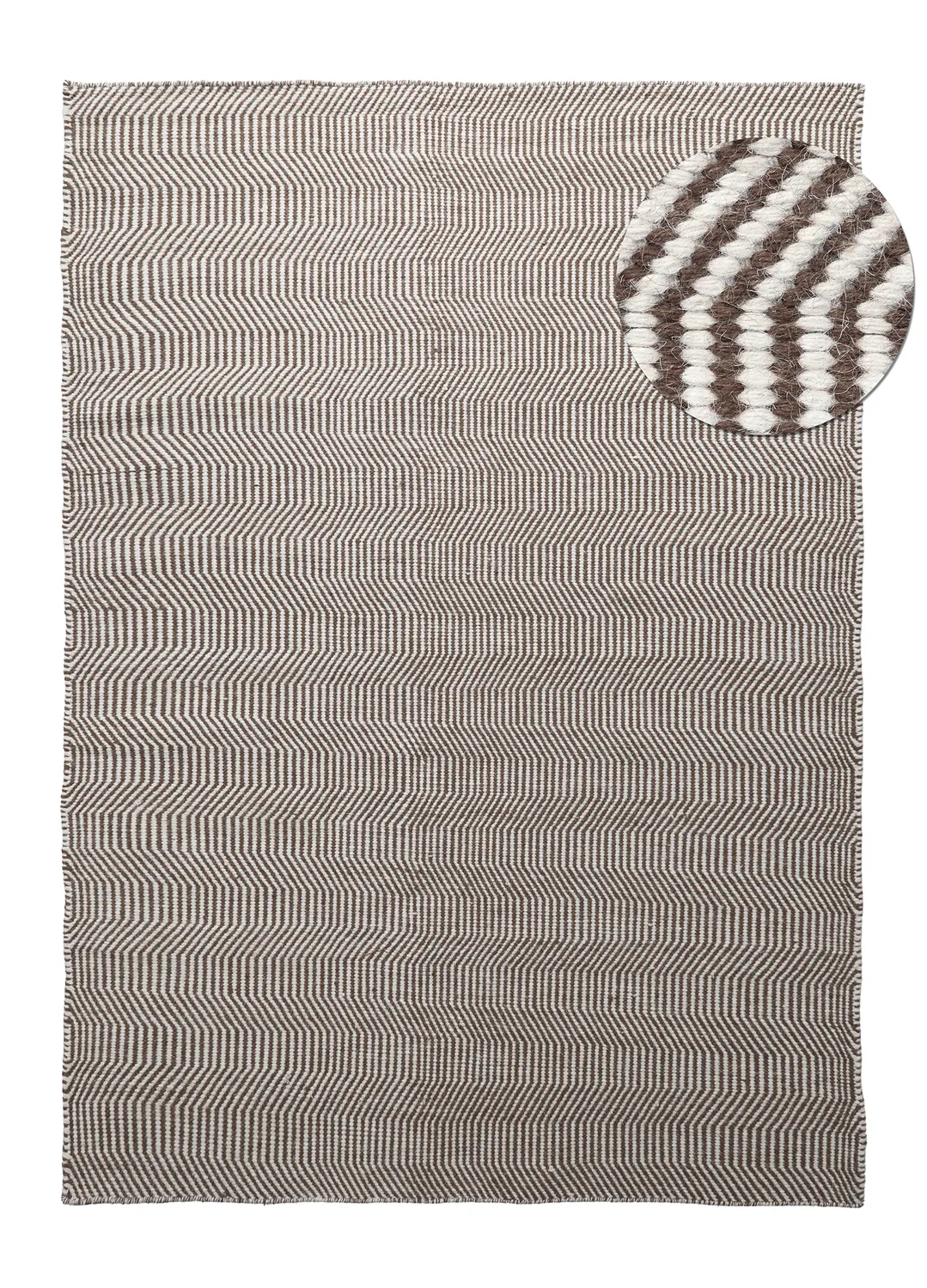 Uldtæppe - Larkana (brun/hvid)