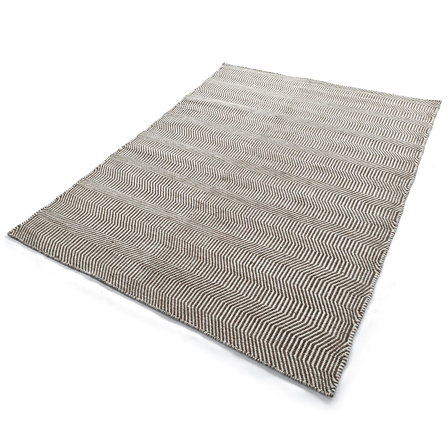 Uldtæppe - Larkana (brun/hvid)