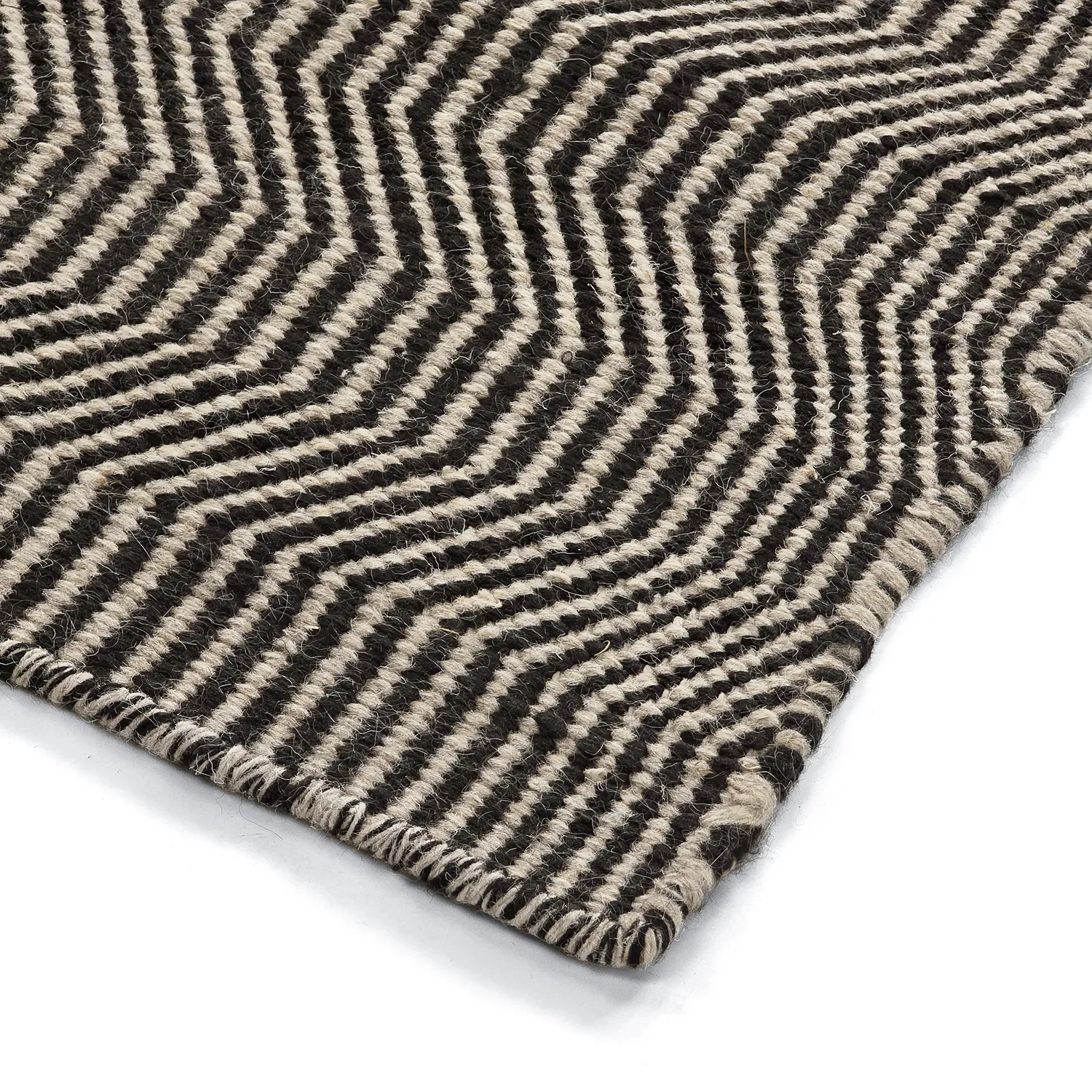Uldtæppe - Larkana (beige/sort)